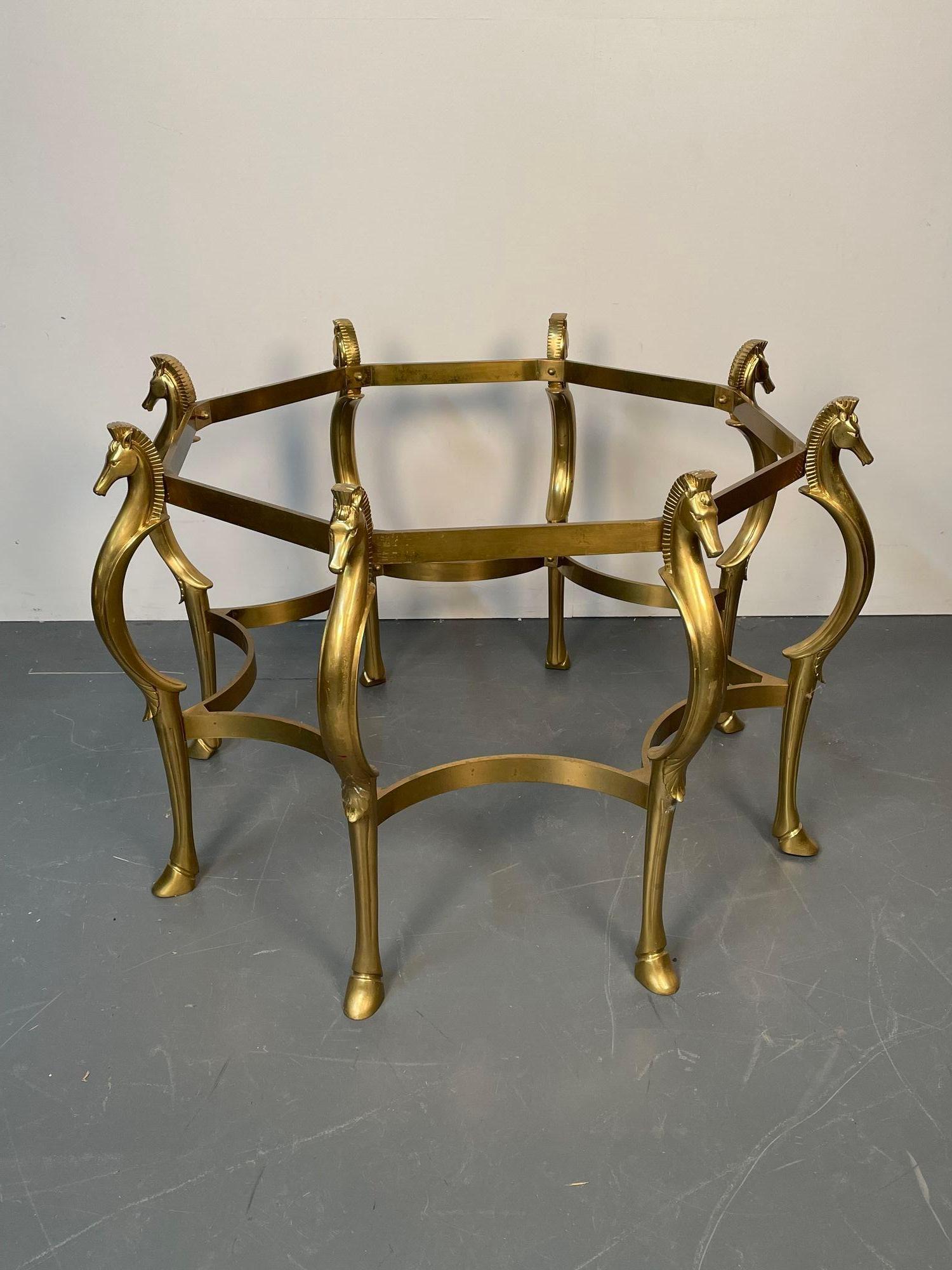 French Midcentury Bronze Center or Dining Table, Octagonal Shape, Horse Motif 4