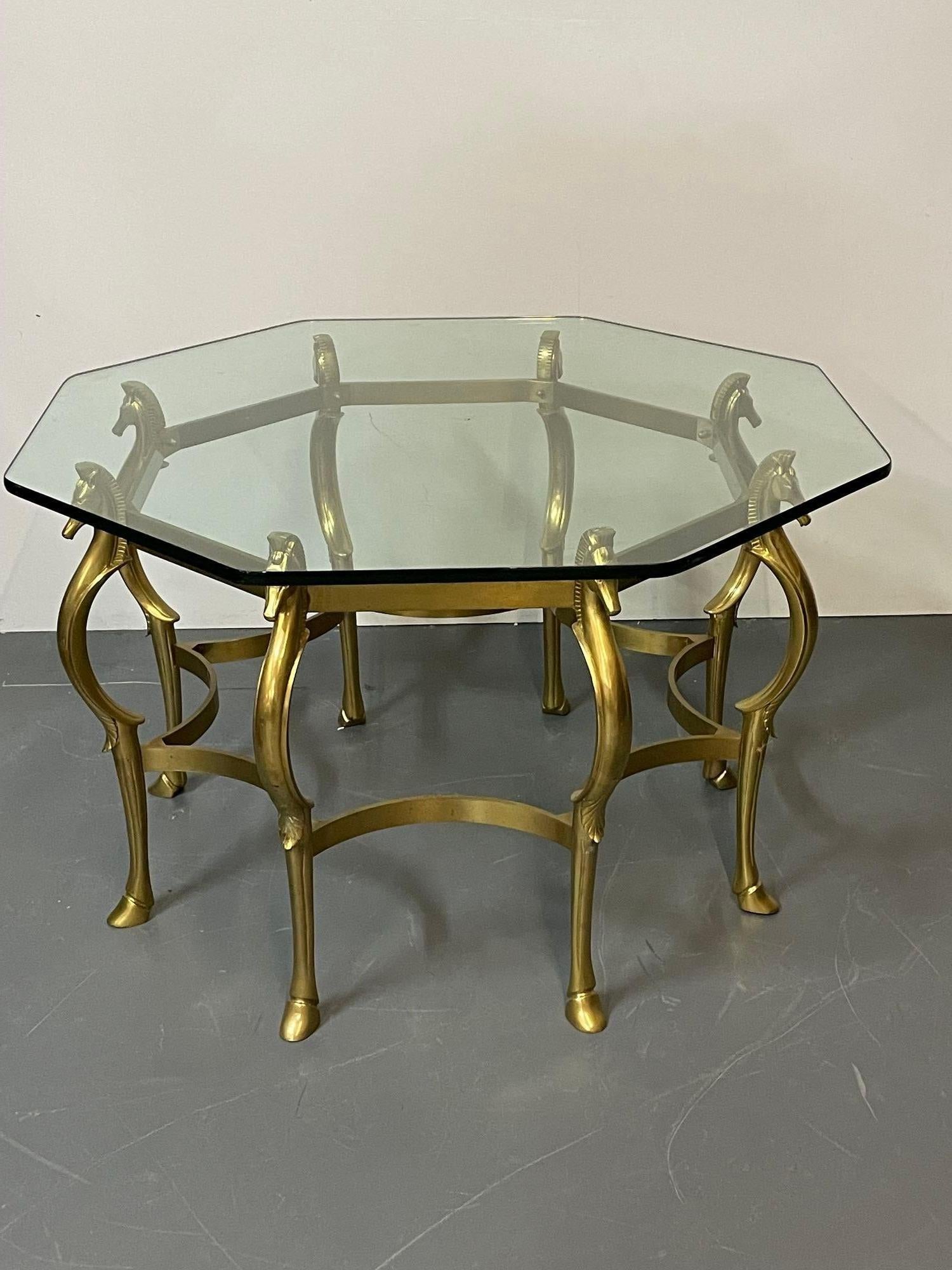 Mid-Century Modern French Midcentury Bronze Center or Dining Table, Octagonal Shape, Horse Motif
