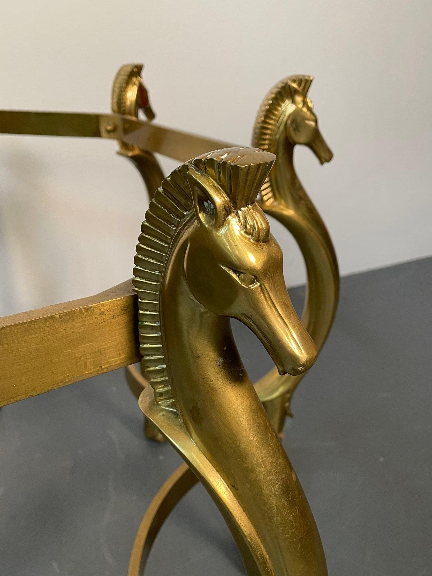 French Midcentury Bronze Center or Dining Table, Octagonal Shape, Horse Motif 1