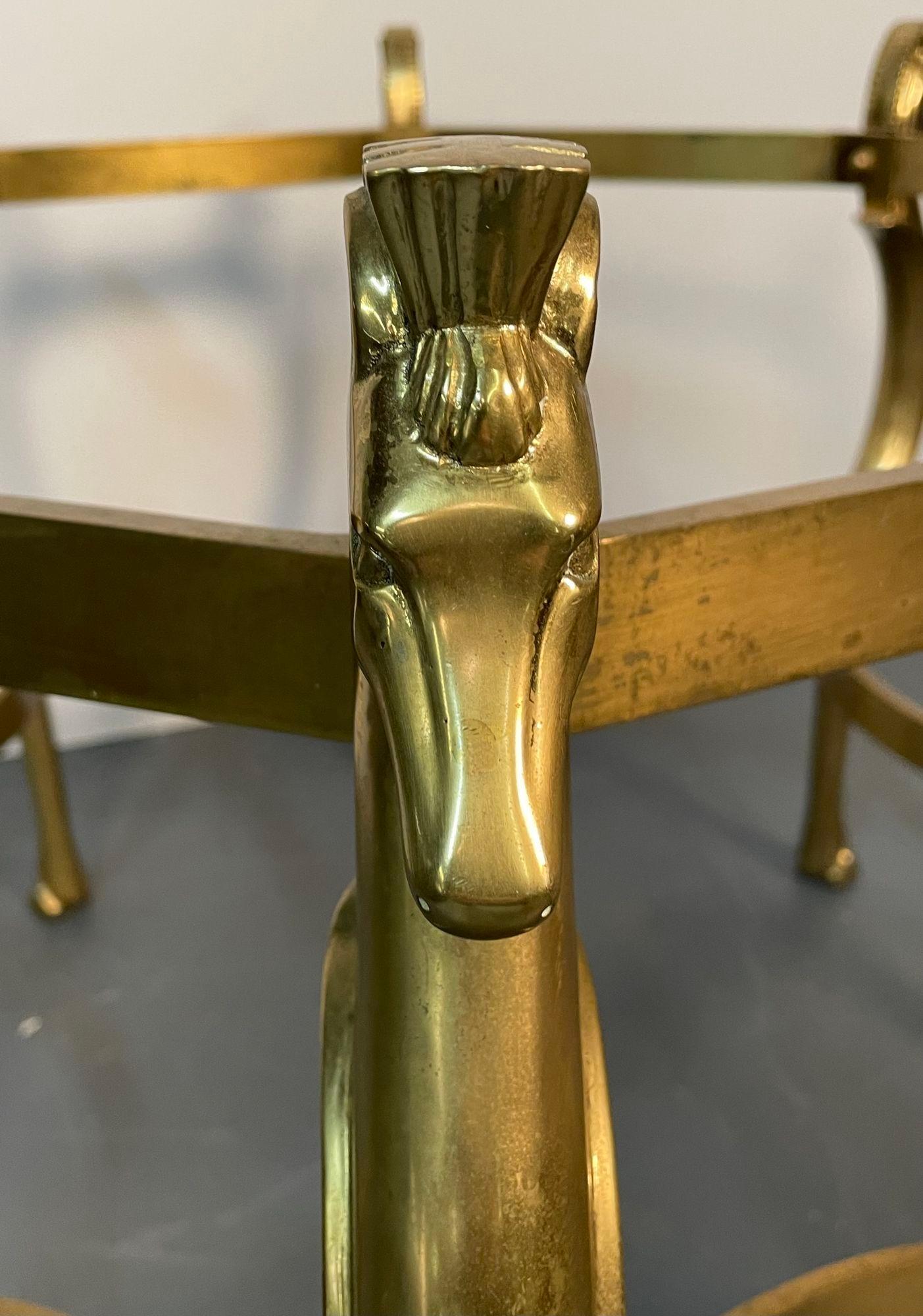 French Midcentury Bronze Center or Dining Table, Octagonal Shape, Horse Motif 2