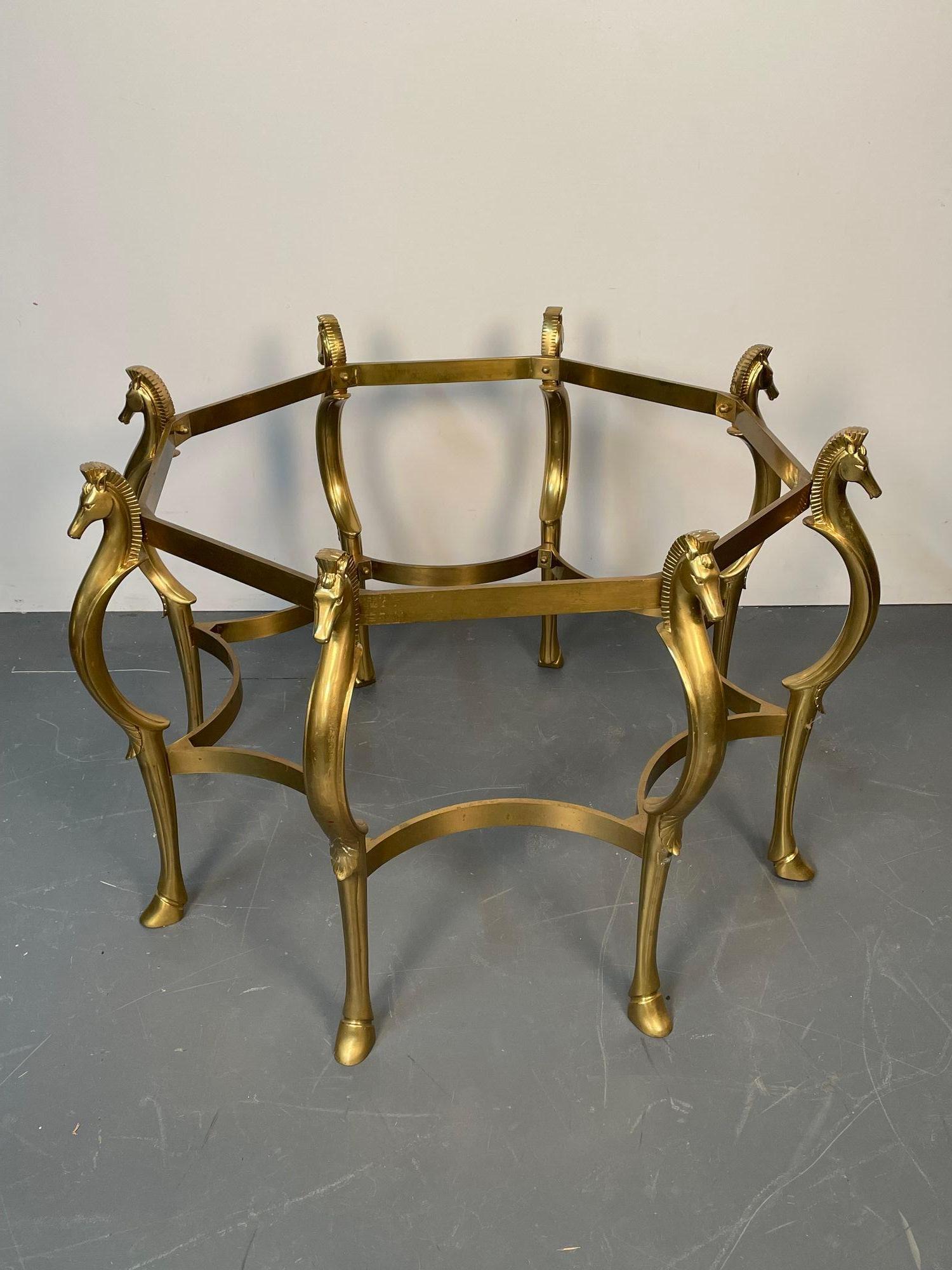 French Midcentury Bronze Center or Dining Table, Octagonal Shape, Horse Motif 3