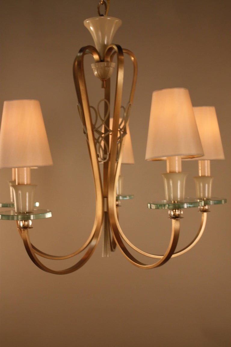 French Midcentury Bronze Chandelier For Sale at 1stdibs