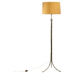 French Midcentury Bronze Faux Bamboo Floor Lamp by Maison Baguès, 1960s
