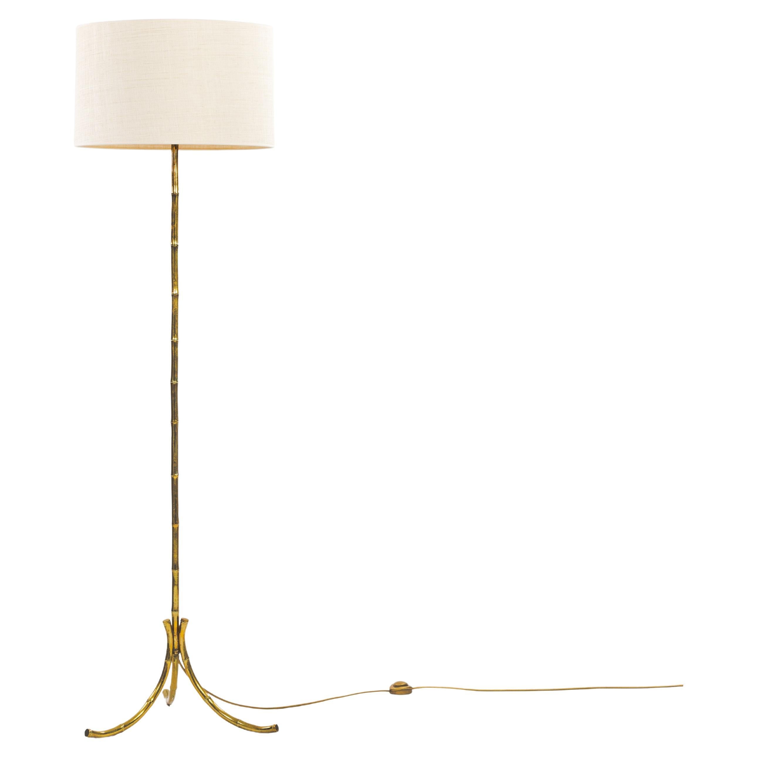 French Mid-Century Bronze Faux Bamboo Floor Lamp by Maison Baguès, 1960s