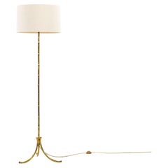 Vintage French Mid-Century Bronze Faux Bamboo Floor Lamp by Maison Baguès, 1960s