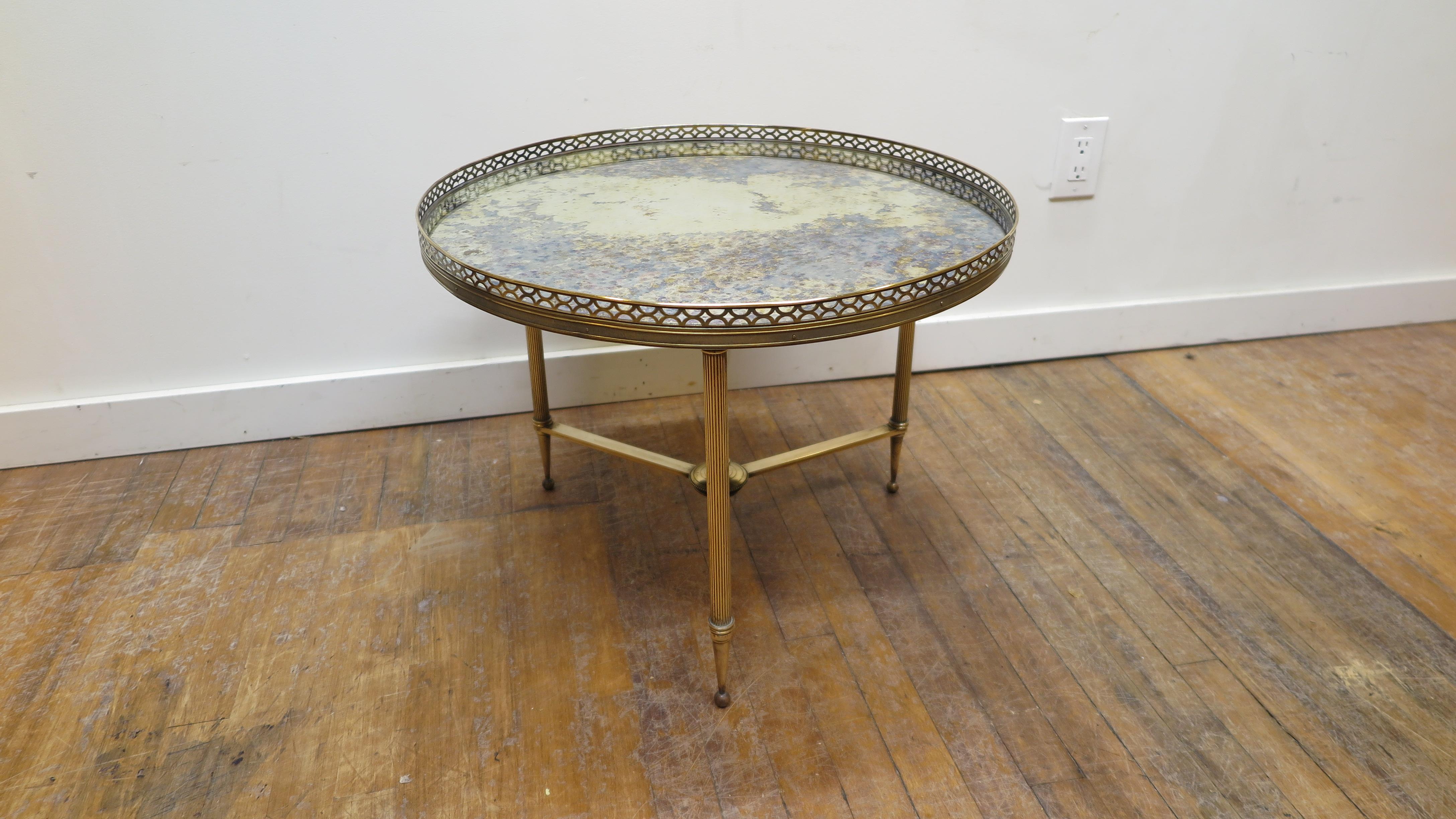 French Midcentury Bronze Mirror Top Cocktail Table Maison Baguès 4