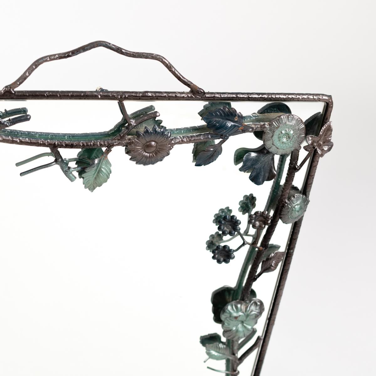 Mid-Century Modern French Midcentury Bronze Naturalistic Designed Mirror for Lanvin Paris, 1970s For Sale