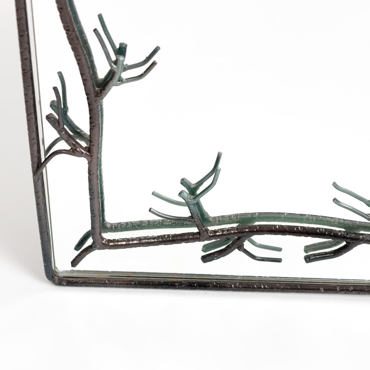 Late 20th Century French Midcentury Bronze Naturalistic Designed Mirror for Lanvin Paris, 1970s For Sale