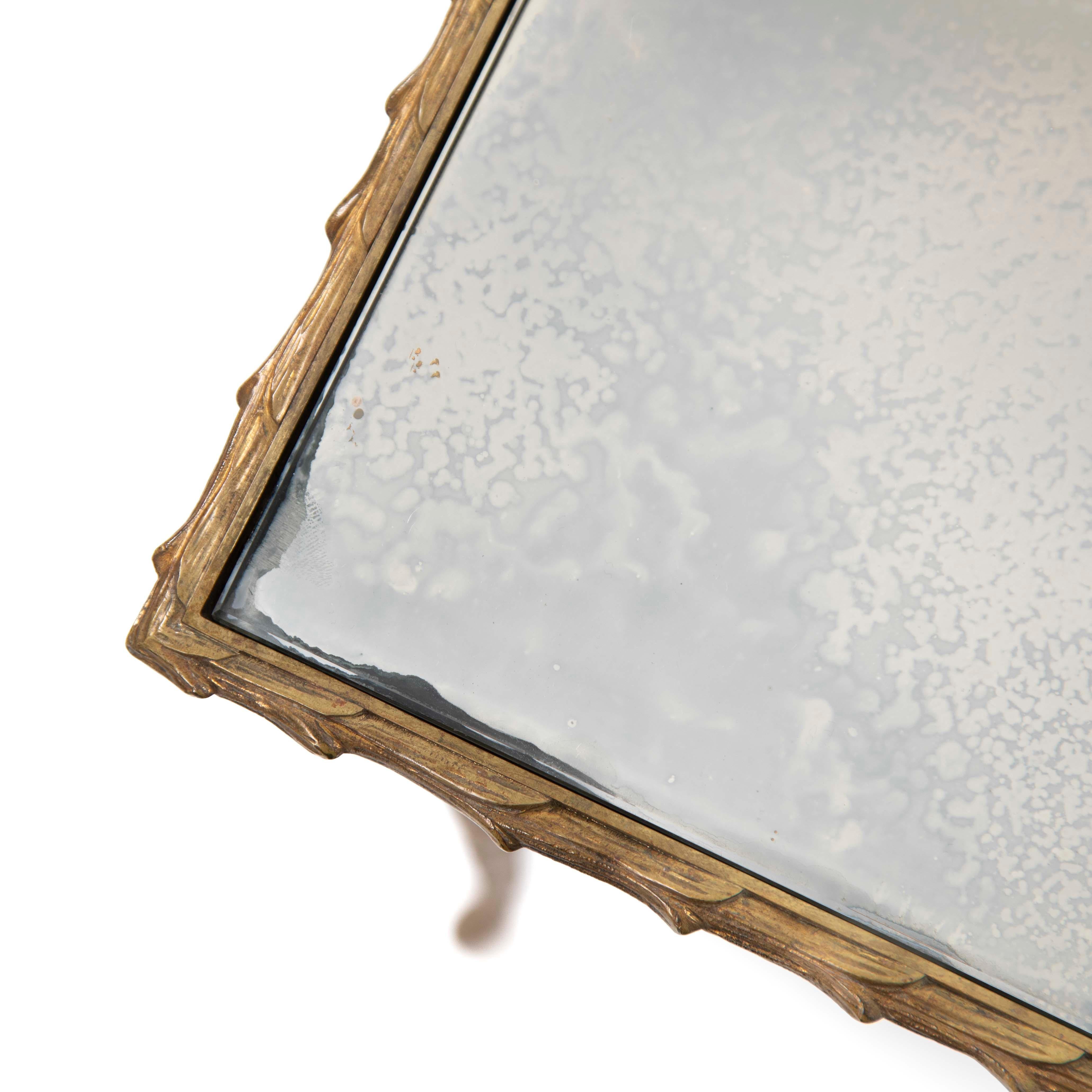 Französischer Sofatisch aus Bronze im Palmenblatt-Design von Maison Charles, 60er Jahre im Angebot 5