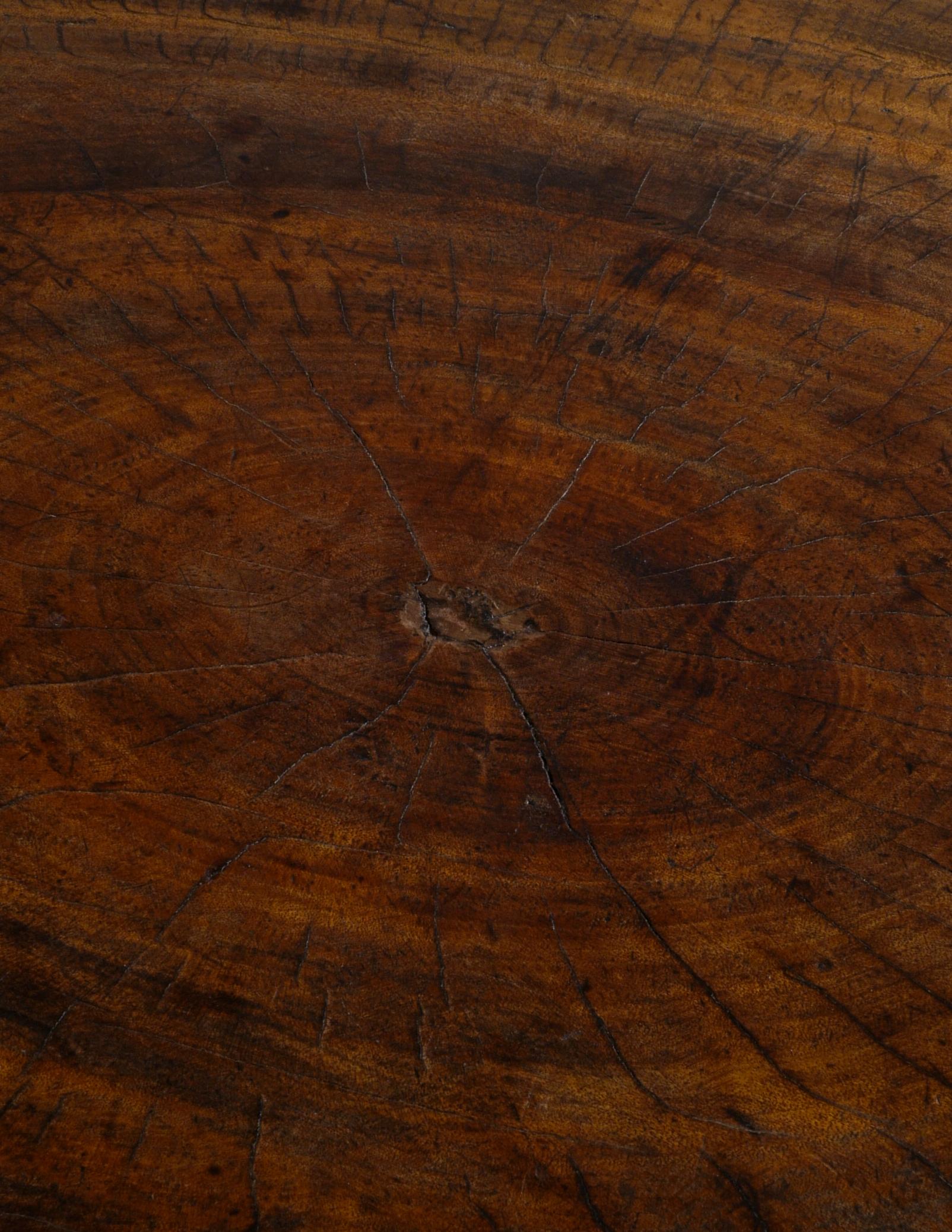 French Mid-Century Brutalist Coffee Table in Elm Produced in France, 1950s  In Good Condition In Stockholm, SE