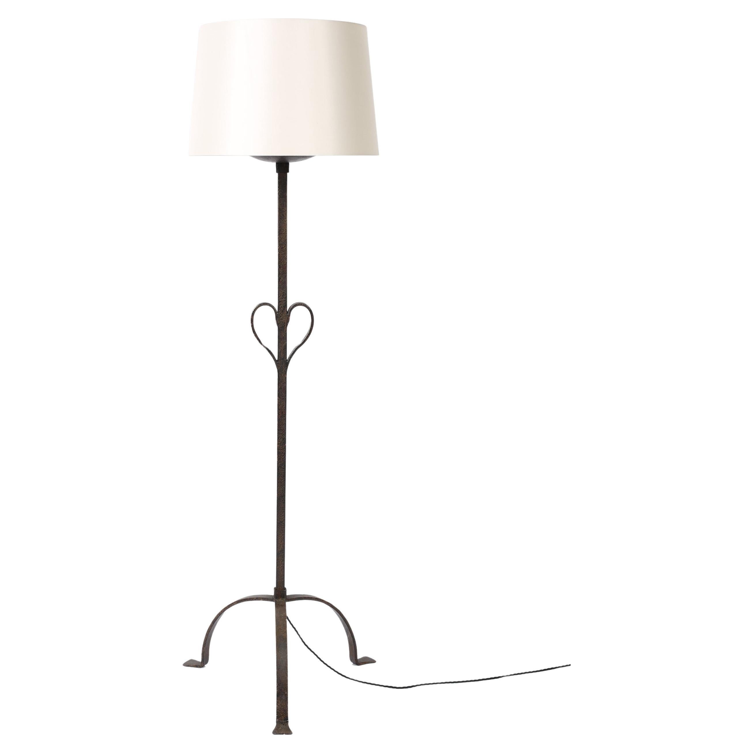 French Mid Century Brutalist Ironwork Heart Floor Lamp