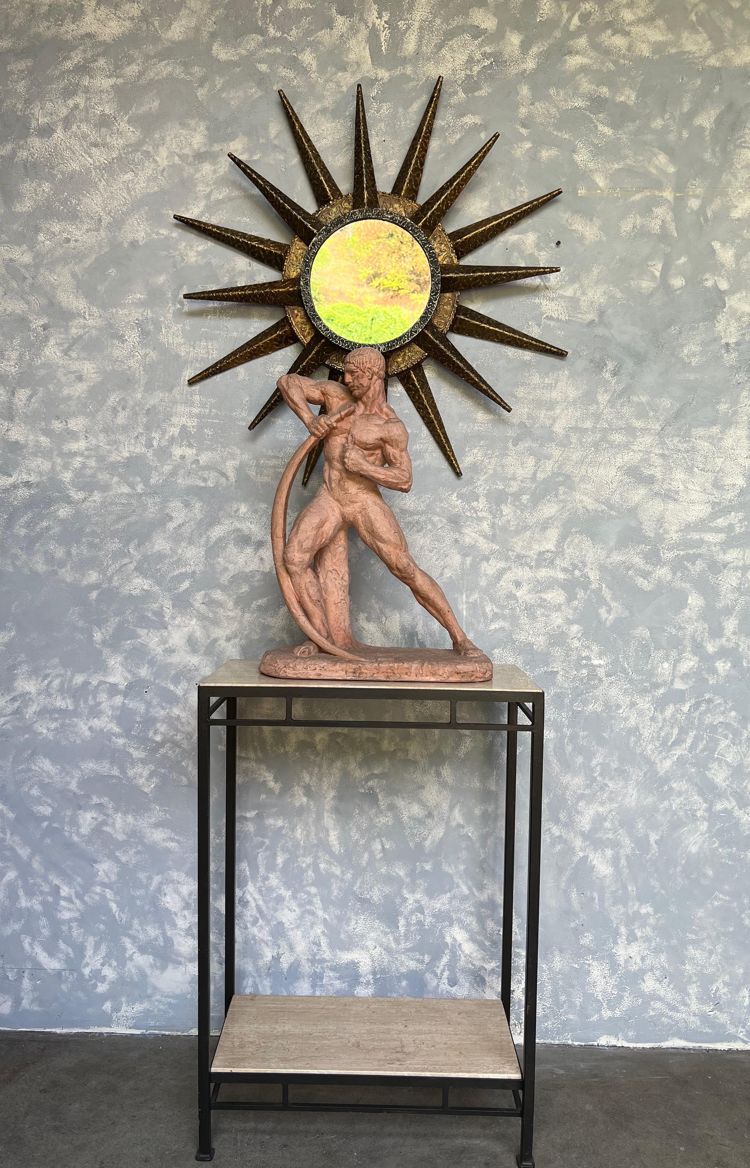 Mid-Century Modern French Mid Century Brutalist Sunburst Mirror For Sale