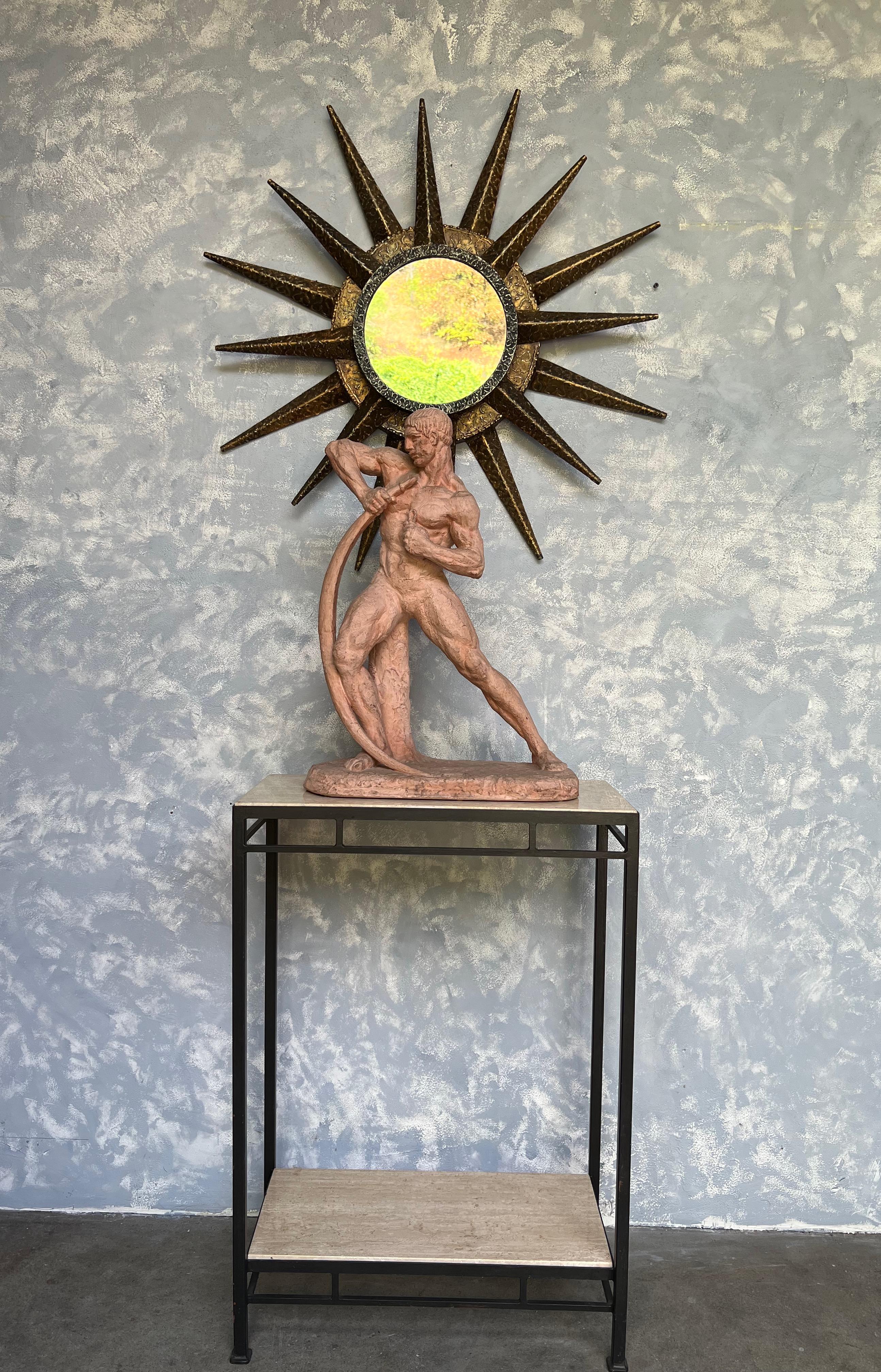 Mid-Century moderno Specchio francese brutalista di metà secolo a raggiera in vendita