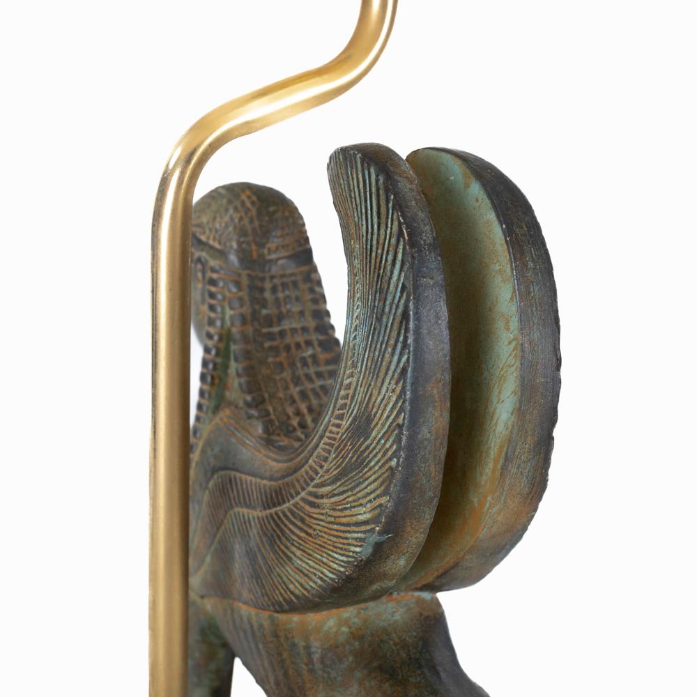 French Mid-Century Cast Bronze Sphinx Table Lamp by Maison Le Dauphin 1970s  For Sale 6