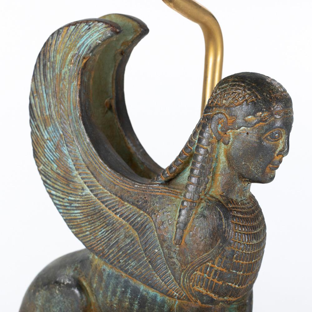French Mid-Century Cast Bronze Sphinx Table Lamp by Maison Le Dauphin 1970s  For Sale 7
