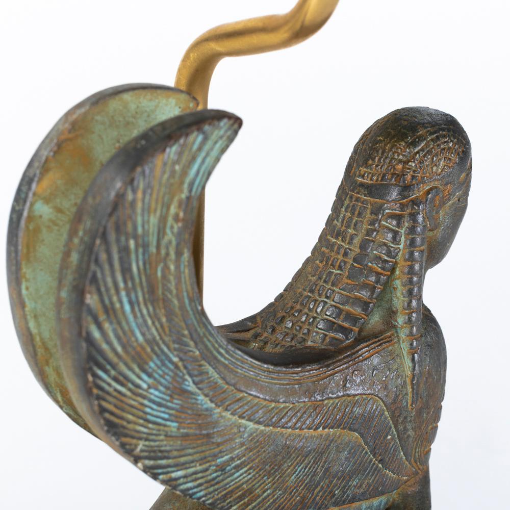 French Mid-Century Cast Bronze Sphinx Table Lamp by Maison Le Dauphin 1970s  For Sale 8