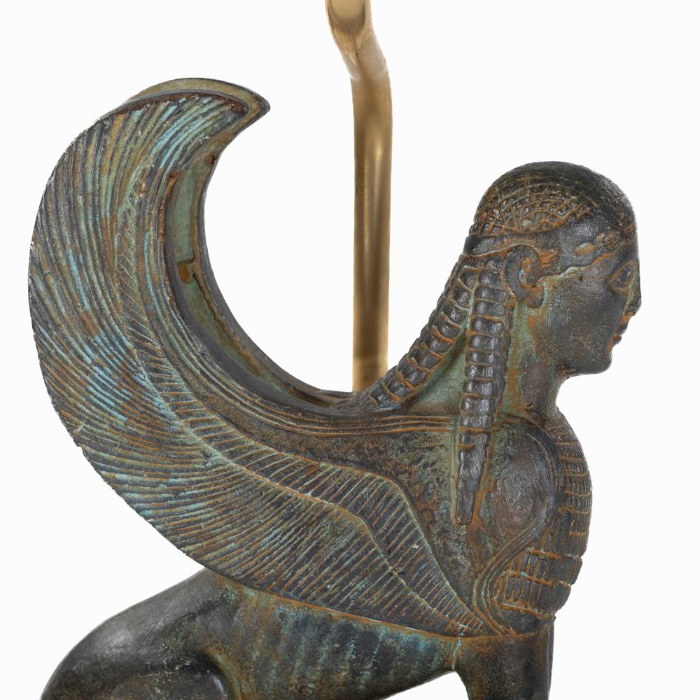 French Mid-Century Cast Bronze Sphinx Table Lamp by Maison Le Dauphin 1970s  For Sale 2
