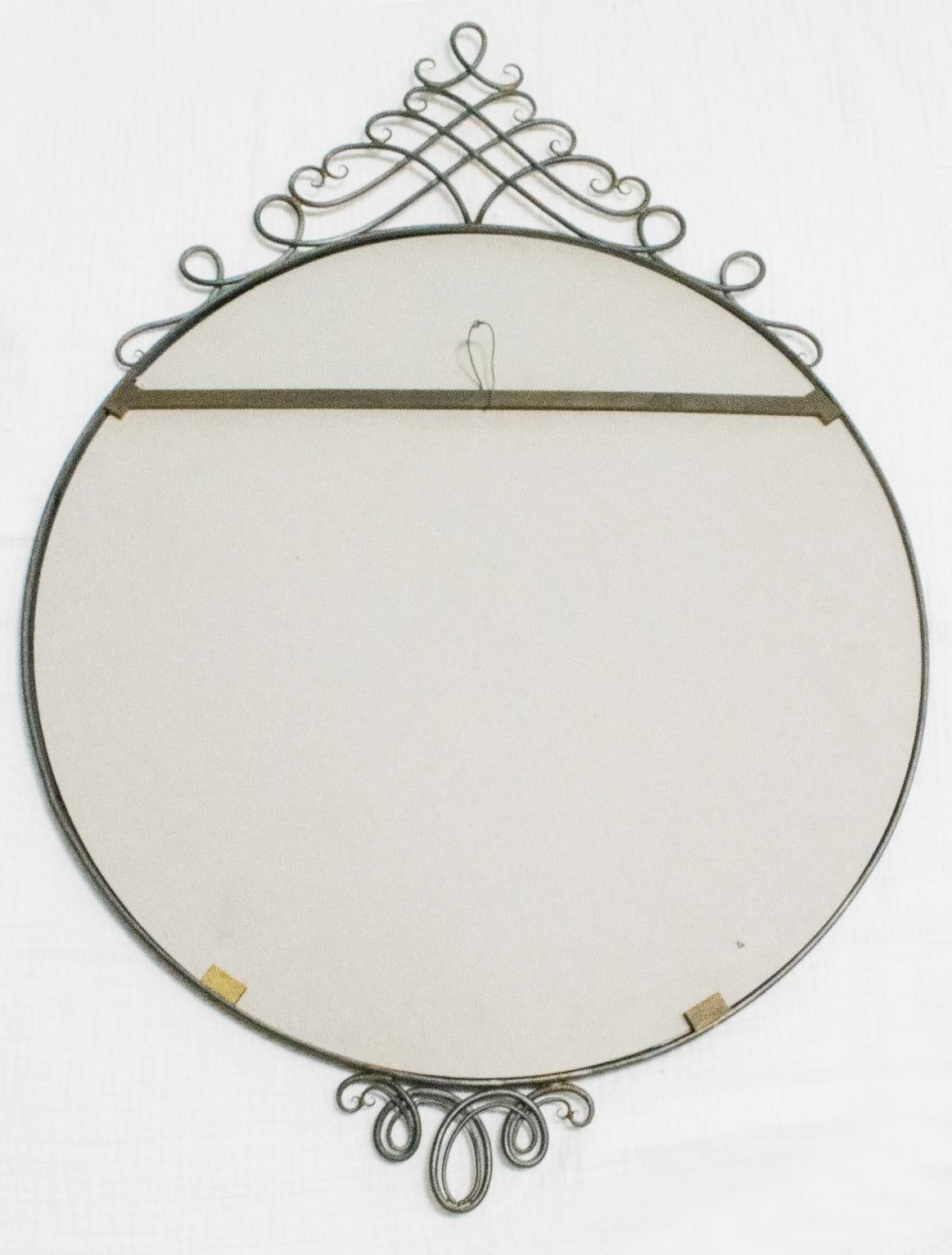 Mid-Century Cast Iron Ornate Wall-Mounted Mirror, France 1950s 1