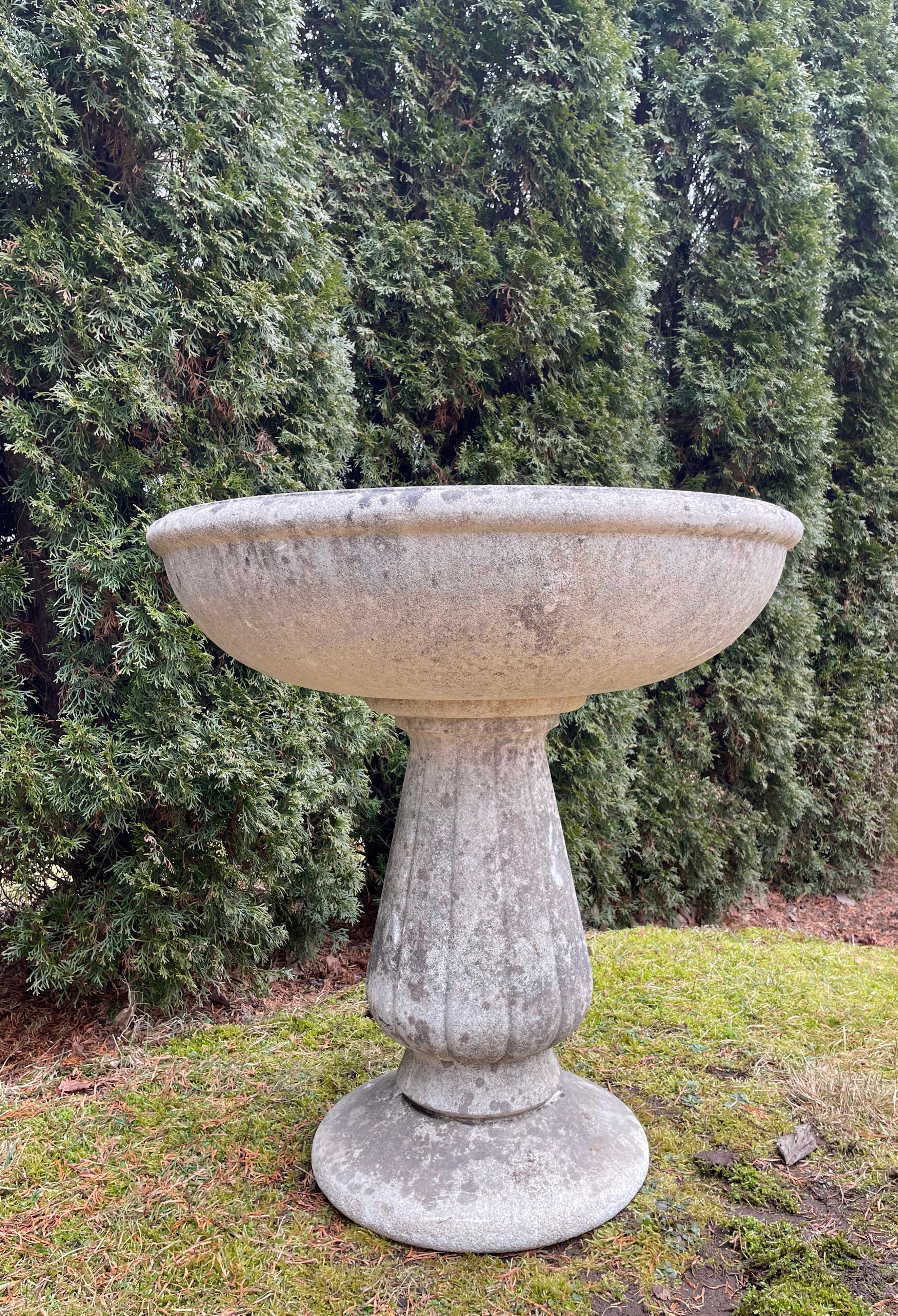 French Midcentury Cast Stone Birdbath / Planter / Fountain / Table Base 2