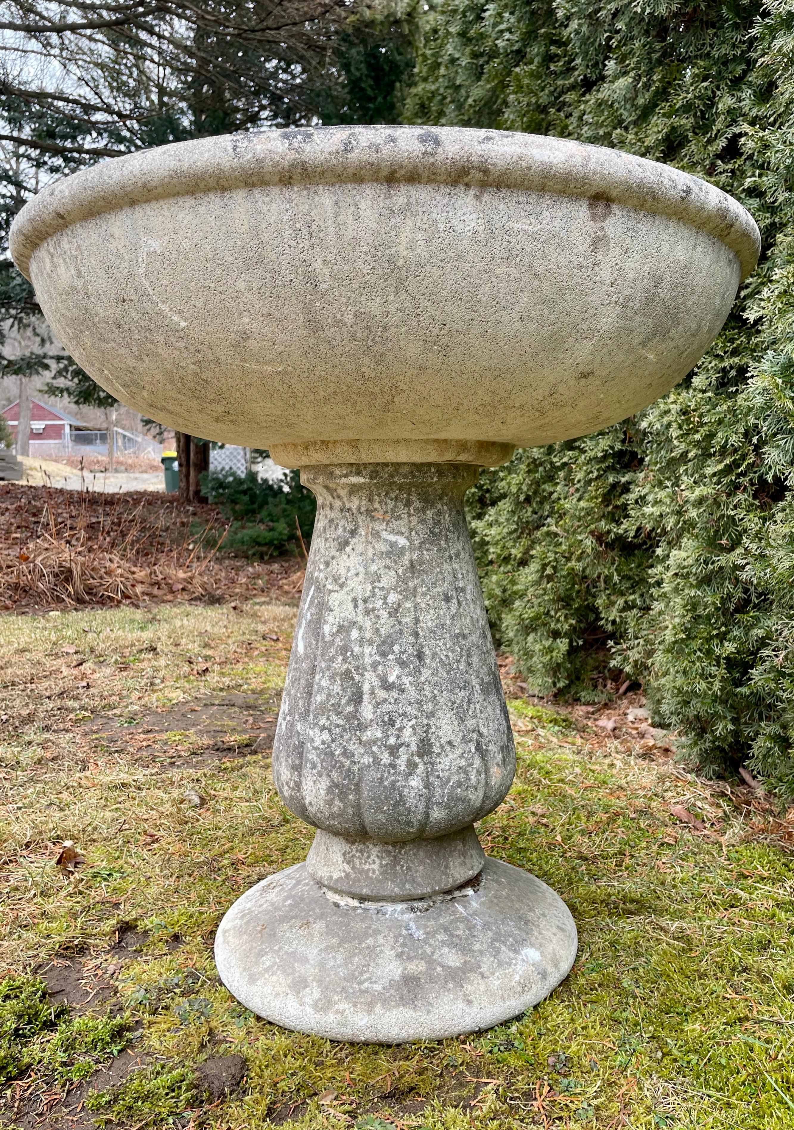 20th Century French Midcentury Cast Stone Birdbath / Planter / Fountain / Table Base