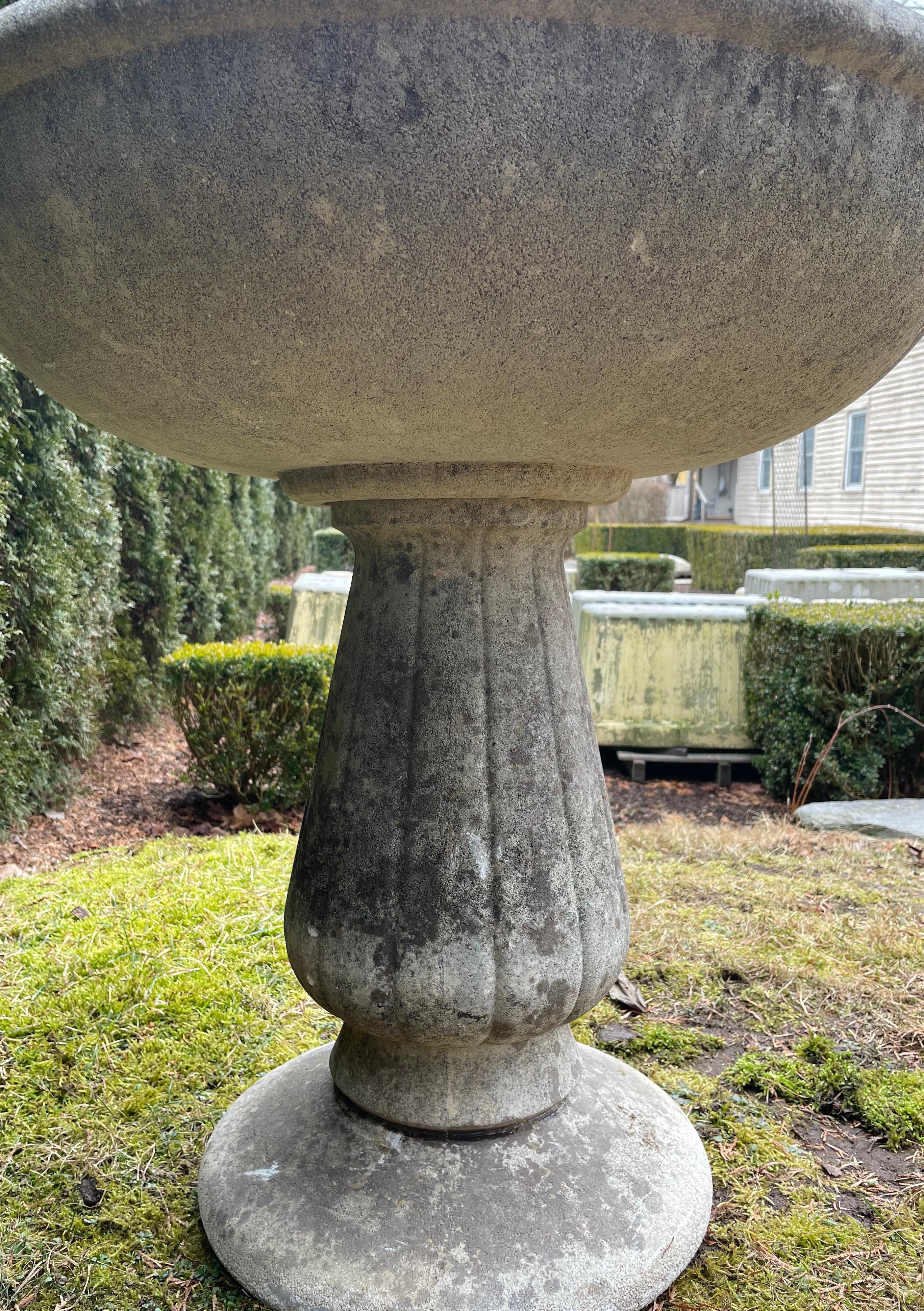 French Midcentury Cast Stone Birdbath / Planter / Fountain / Table Base 1