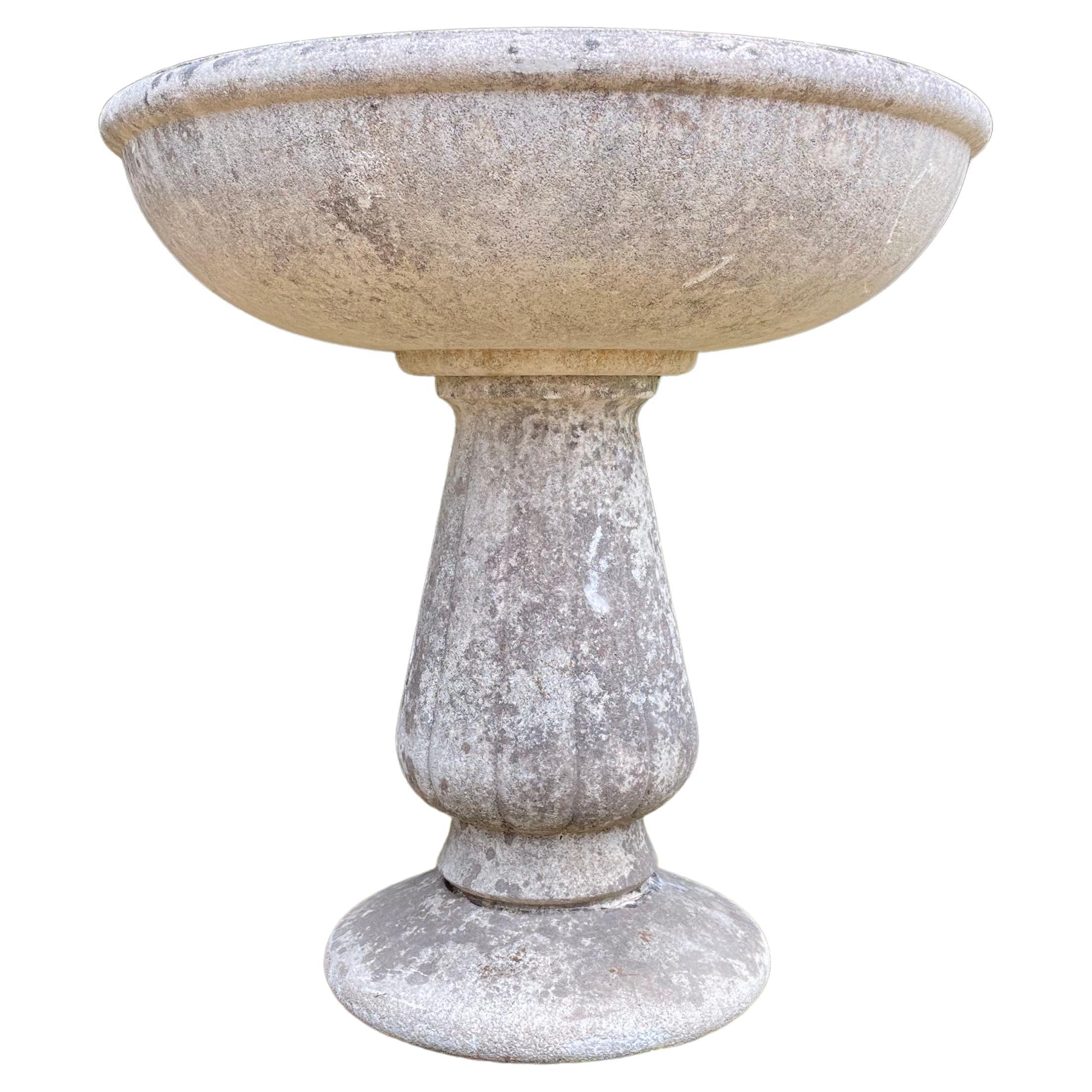 French Midcentury Cast Stone Birdbath / Planter / Fountain / Table Base