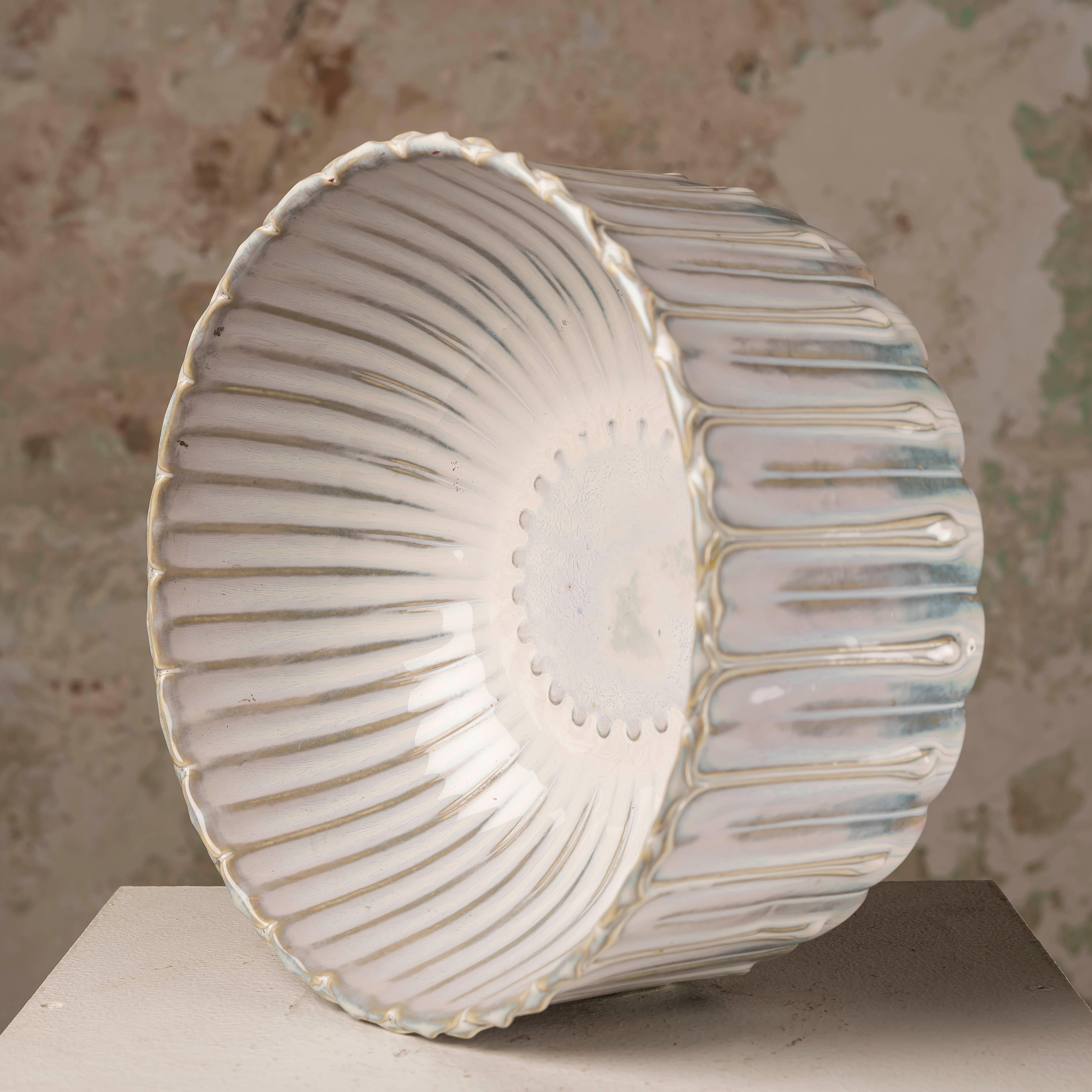 Mid-20th Century French Mid-Century Ceramic Centerpiece, Vallauris, Nacreous Glaze 1960s For Sale