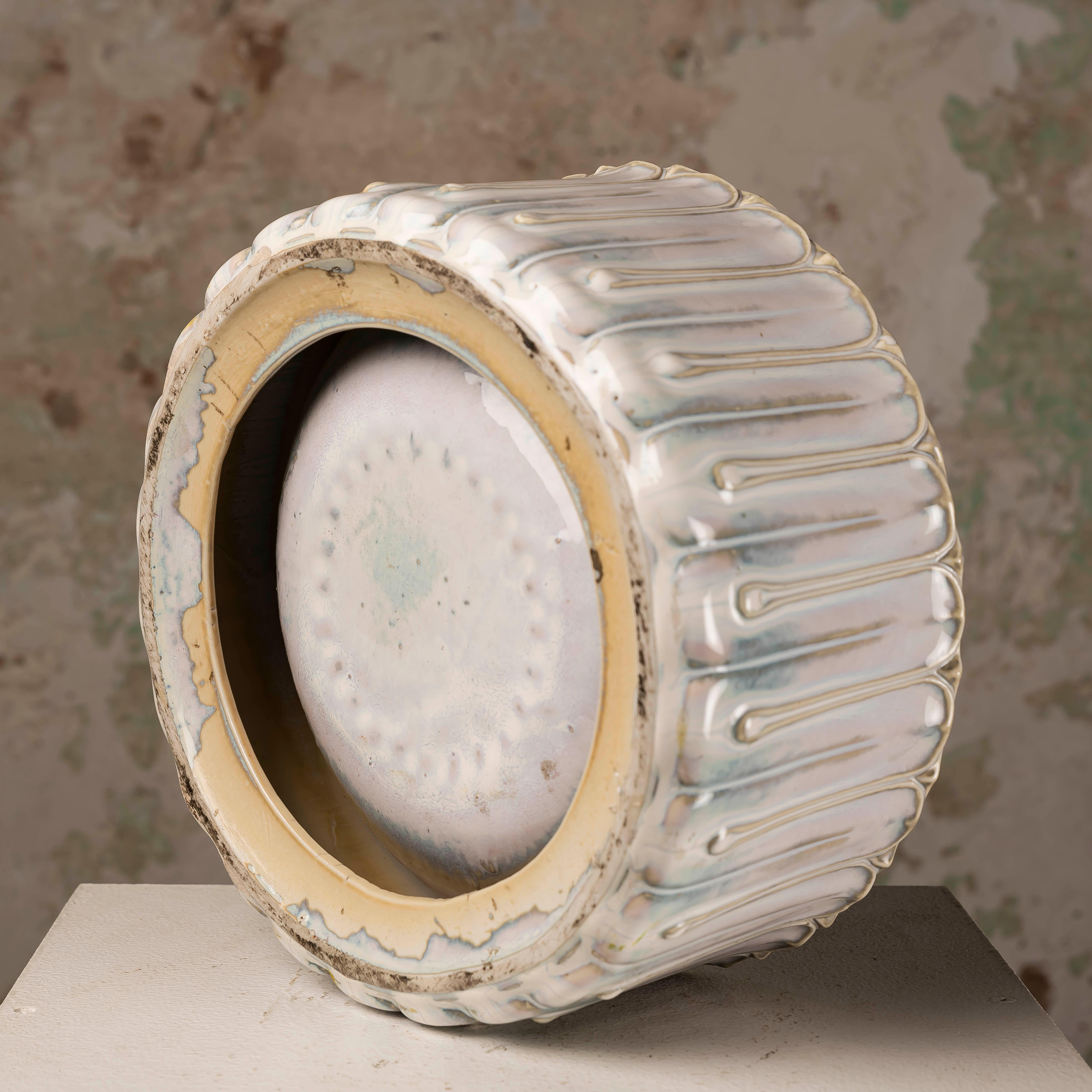 French Mid-Century Ceramic Centerpiece, Vallauris, Nacreous Glaze 1960s For Sale 1