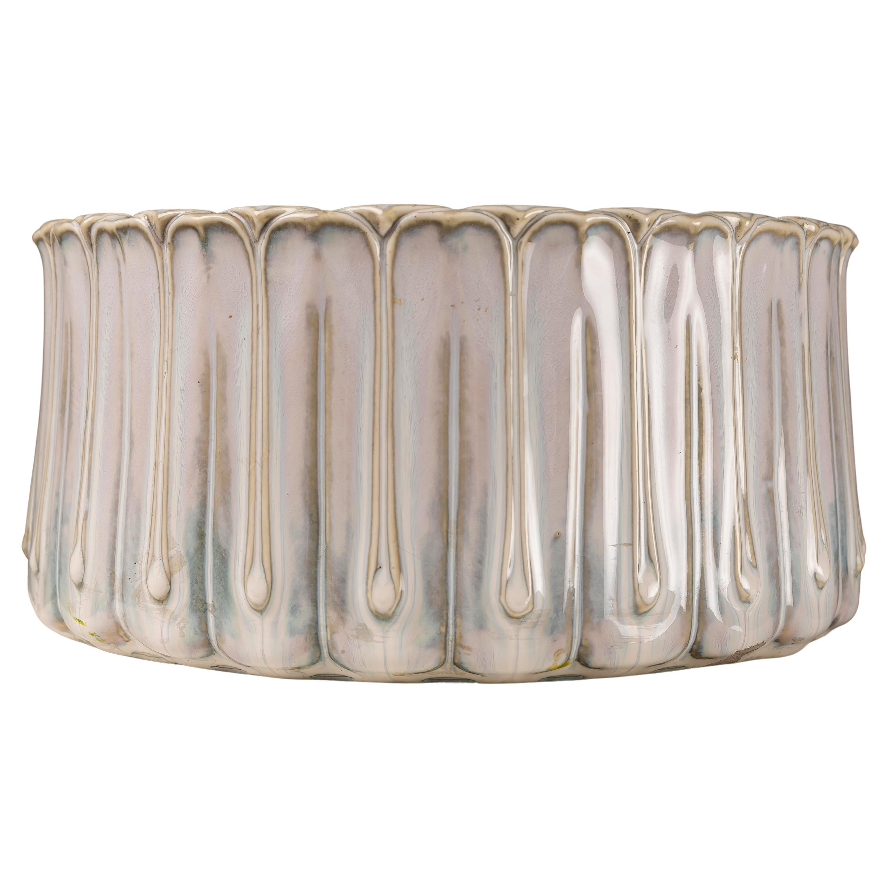 French Mid-Century Ceramic Centerpiece, Vallauris, Nacreous Glaze 1960s For Sale
