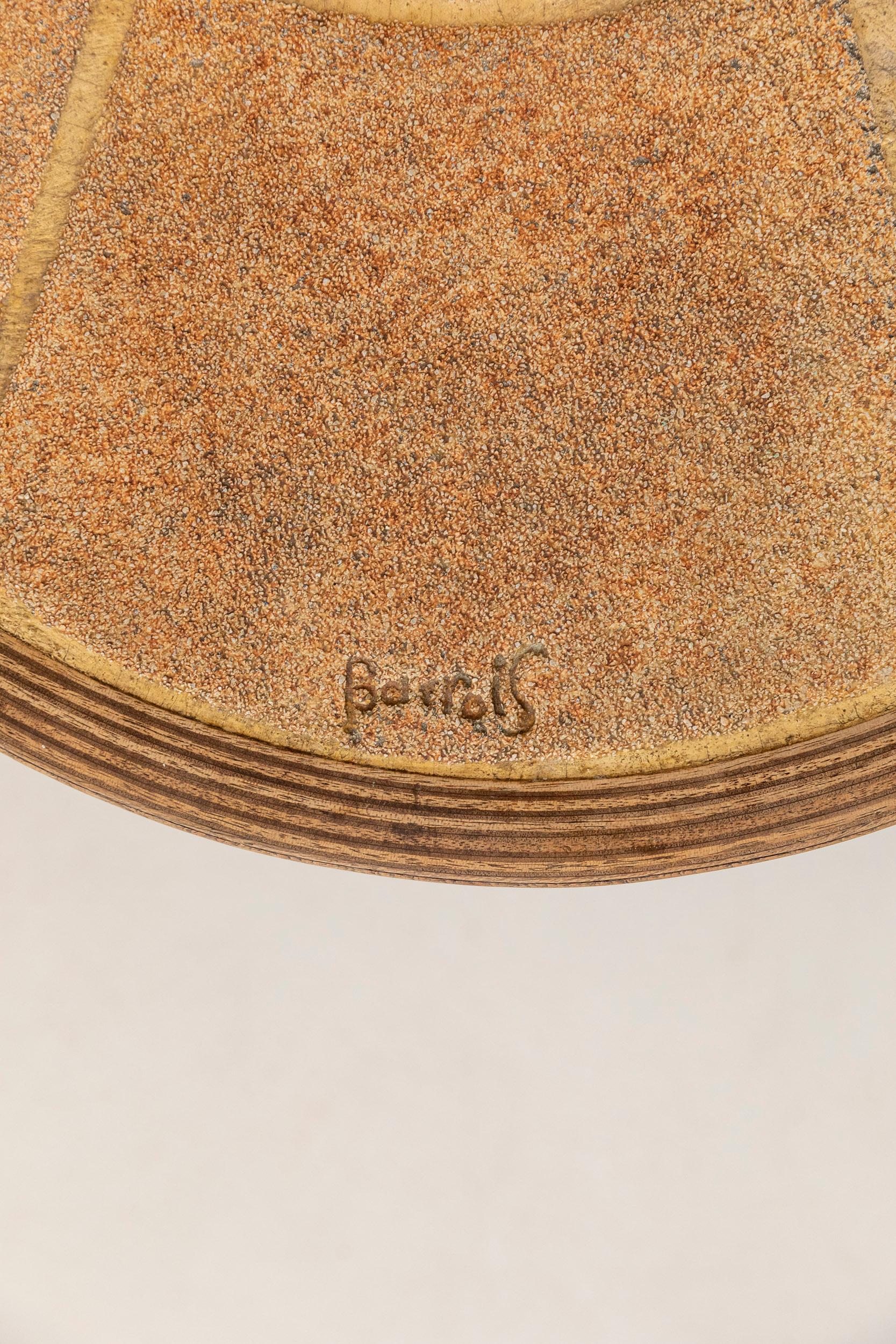 Bois Table basse française en céramique du milieu du siècle dernier, signée Barrois