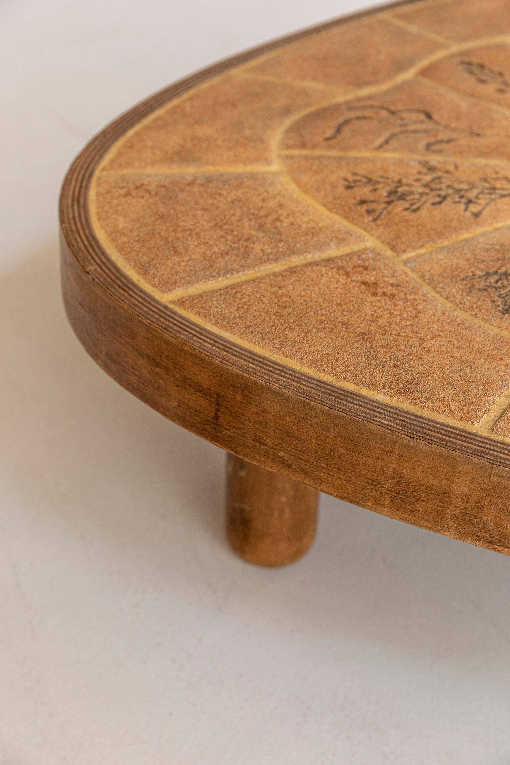 Table basse française en céramique du milieu du siècle dernier, signée Barrois 2