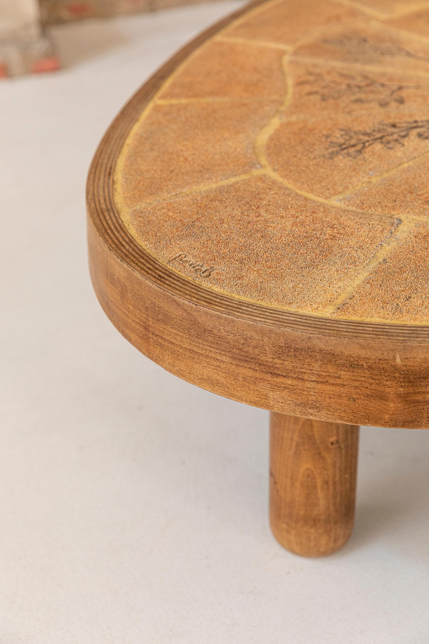 Mid-Century Modern Table basse française en céramique du milieu du siècle dernier, signée Barrois