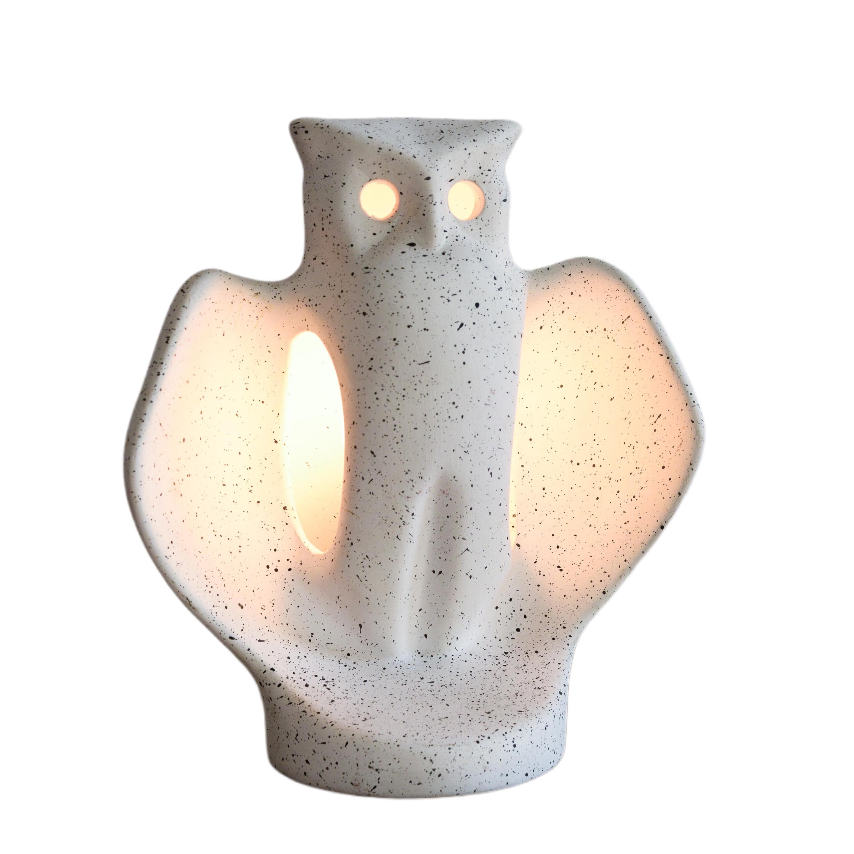 Ceramic Owl Lamp French Mid-Century  For Sale