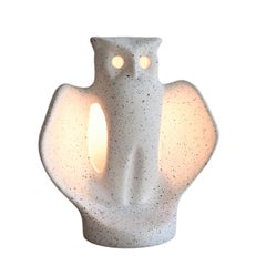Vintage Ceramic Owl Lamp French Mid-Century 