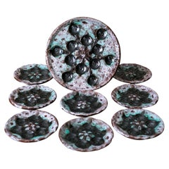 French Mid-Century Ceramic Snail Set by Marius Giuge, Vallauris, 1960s