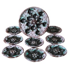 French Mid-Century Ceramic Snail Set by Marius Giuge, Vallauris, 1960s
