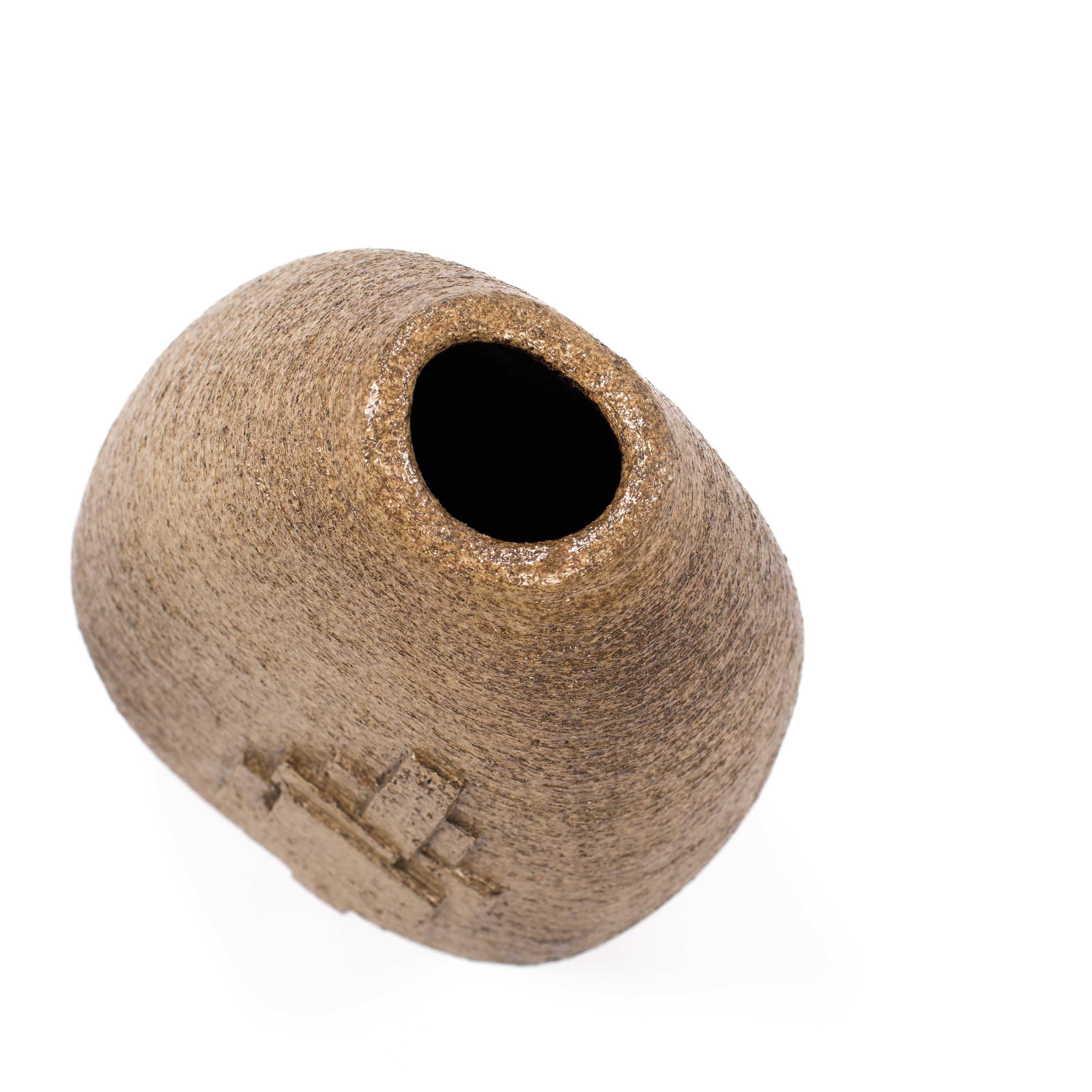 French Mid-Century Ceramic Vase with Geometric Decoration by G. Masarra, 1950s For Sale 5