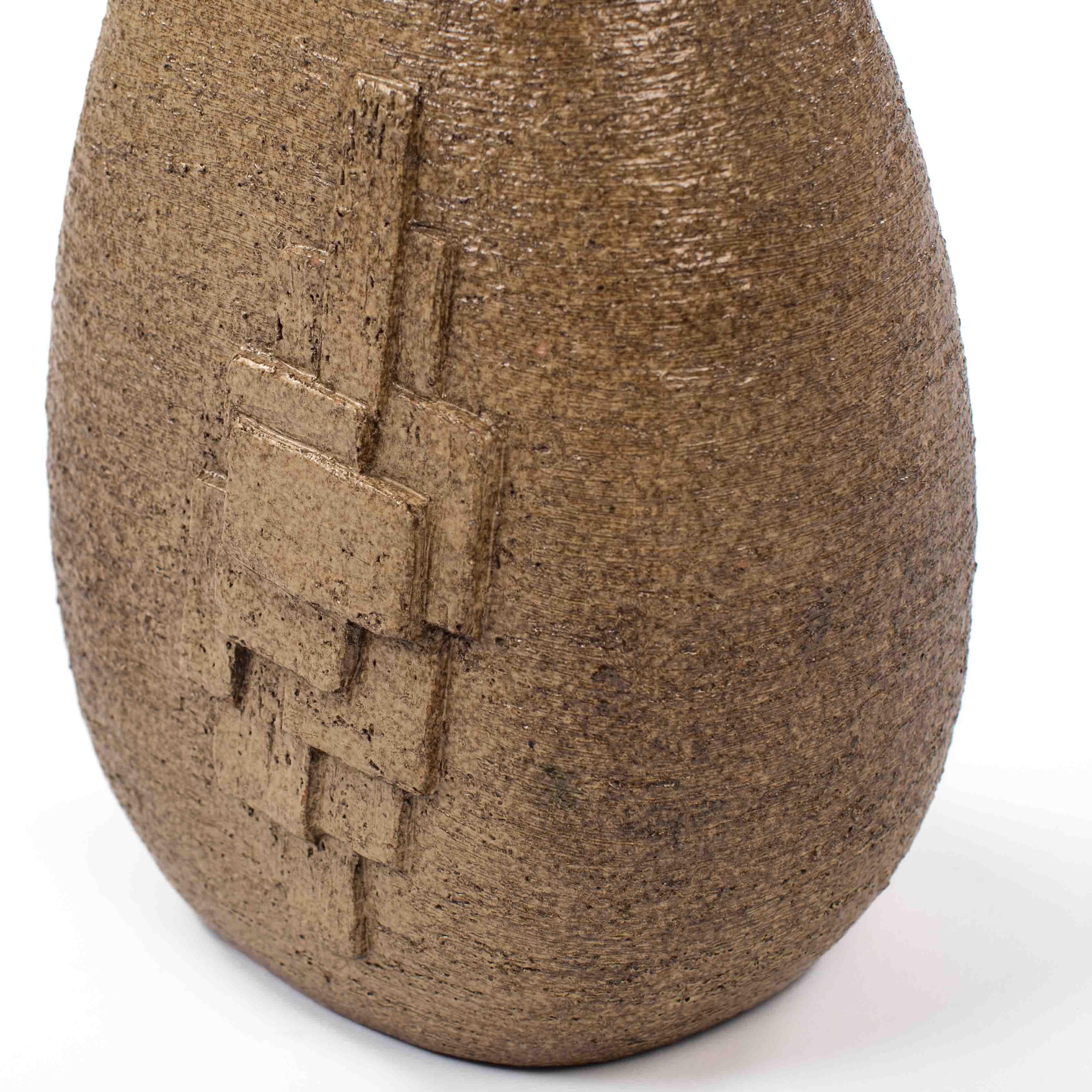 French Mid-Century Ceramic Vase with Geometric Decoration by G. Masarra, 1950s For Sale 7