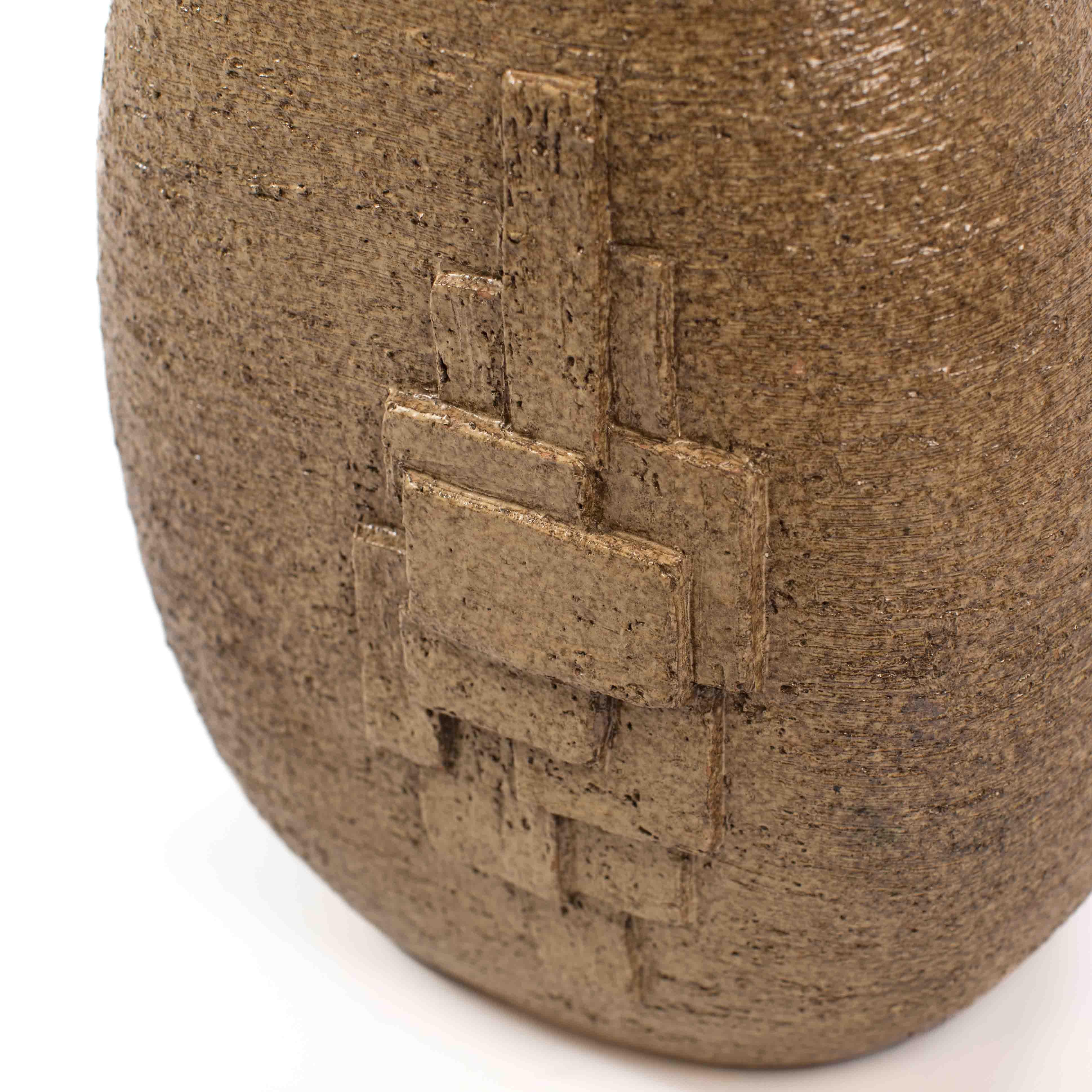 French Mid-Century Ceramic Vase with Geometric Decoration by G. Masarra, 1950s For Sale 9