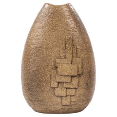 French Mid-Century Ceramic Vase with Geometric Decoration by G. Musarra, 1950s