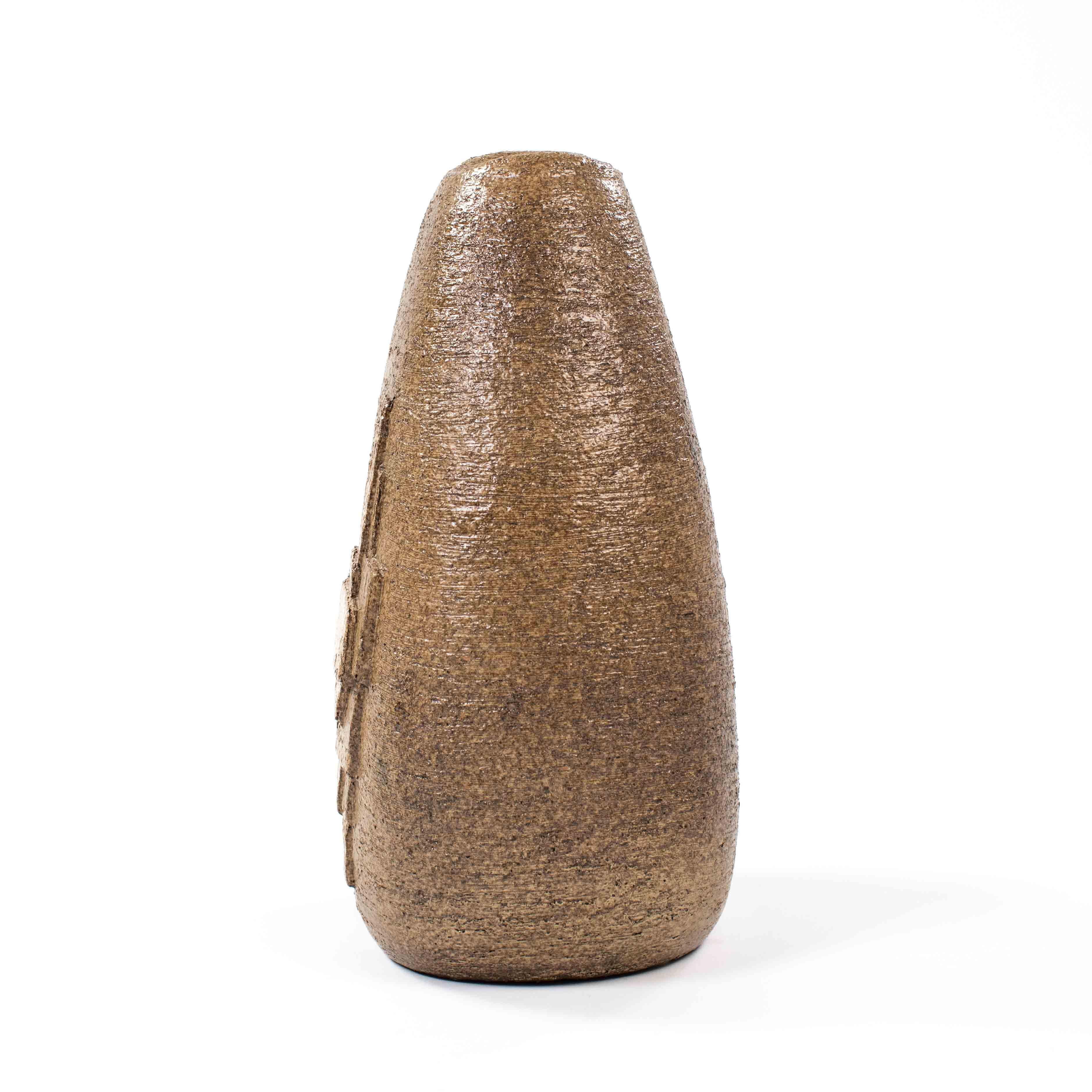 Hand-Crafted French Mid-Century Ceramic Vase with Geometric Decoration by G. Masarra, 1950s For Sale