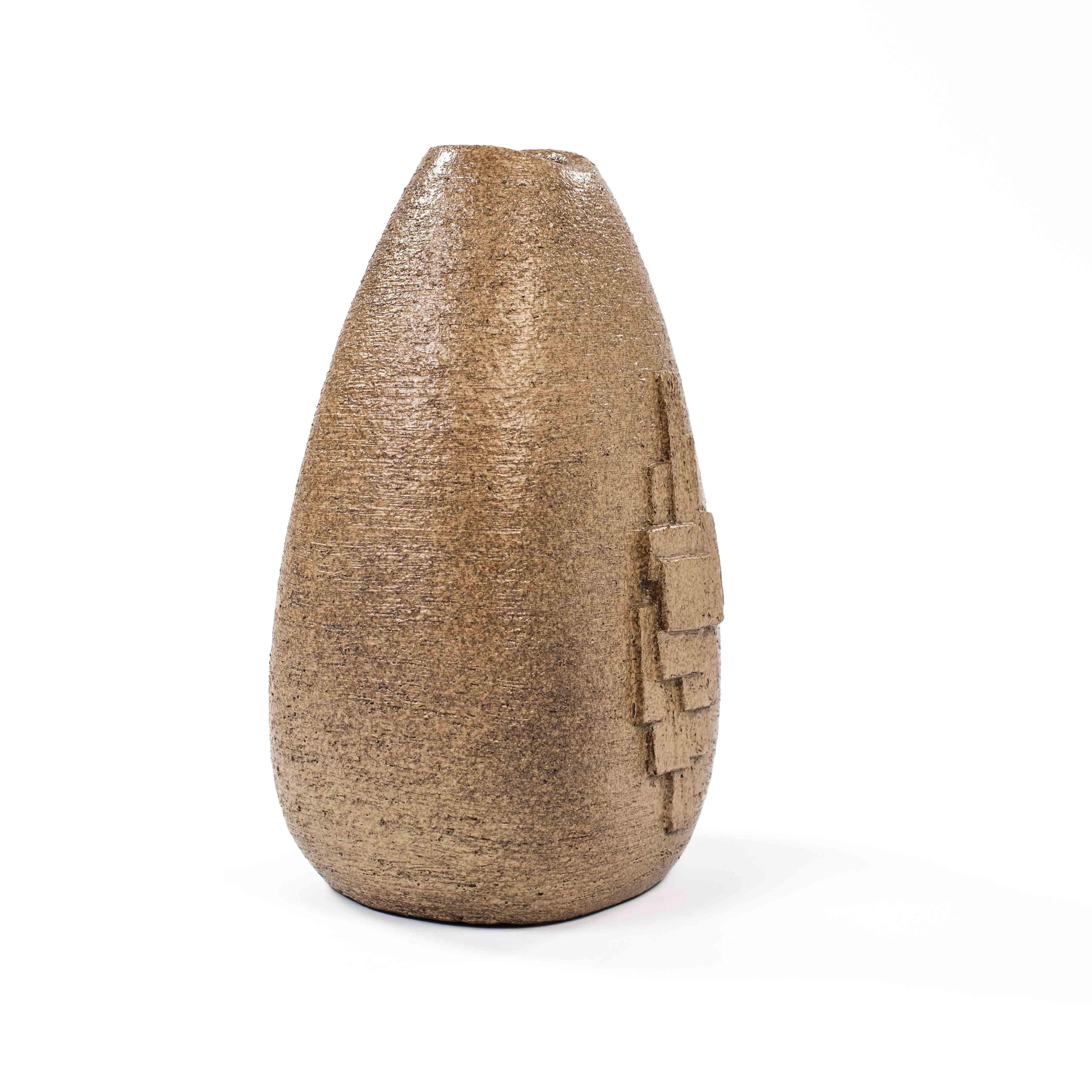 French Mid-Century Ceramic Vase with Geometric Decoration by G. Masarra, 1950s For Sale 3