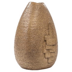 French Mid-Century Ceramic Vase with Geometric Decoration by G. Masarra, 1950s