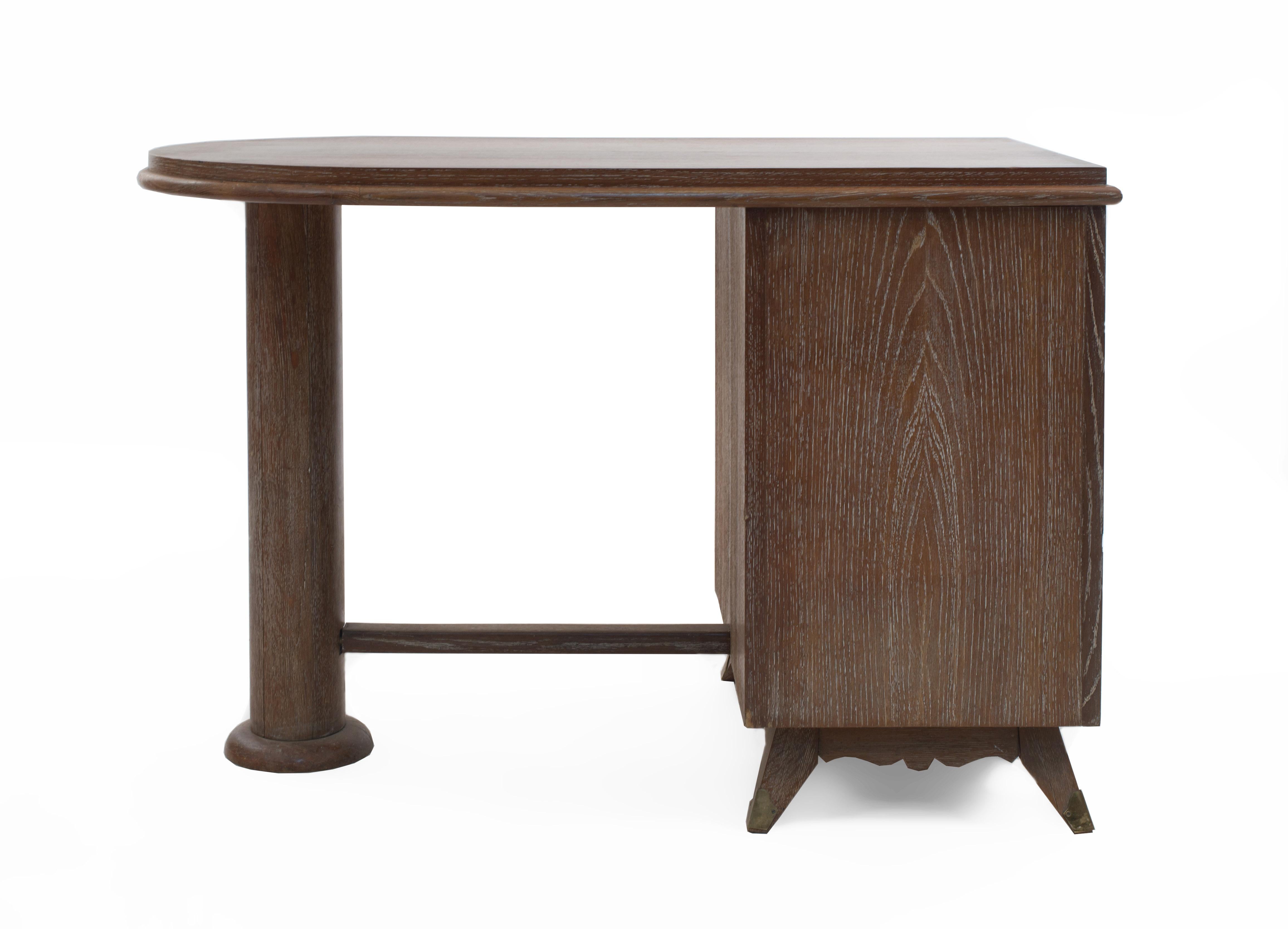 French Midcentury Cerused Oak Writing Desk 1