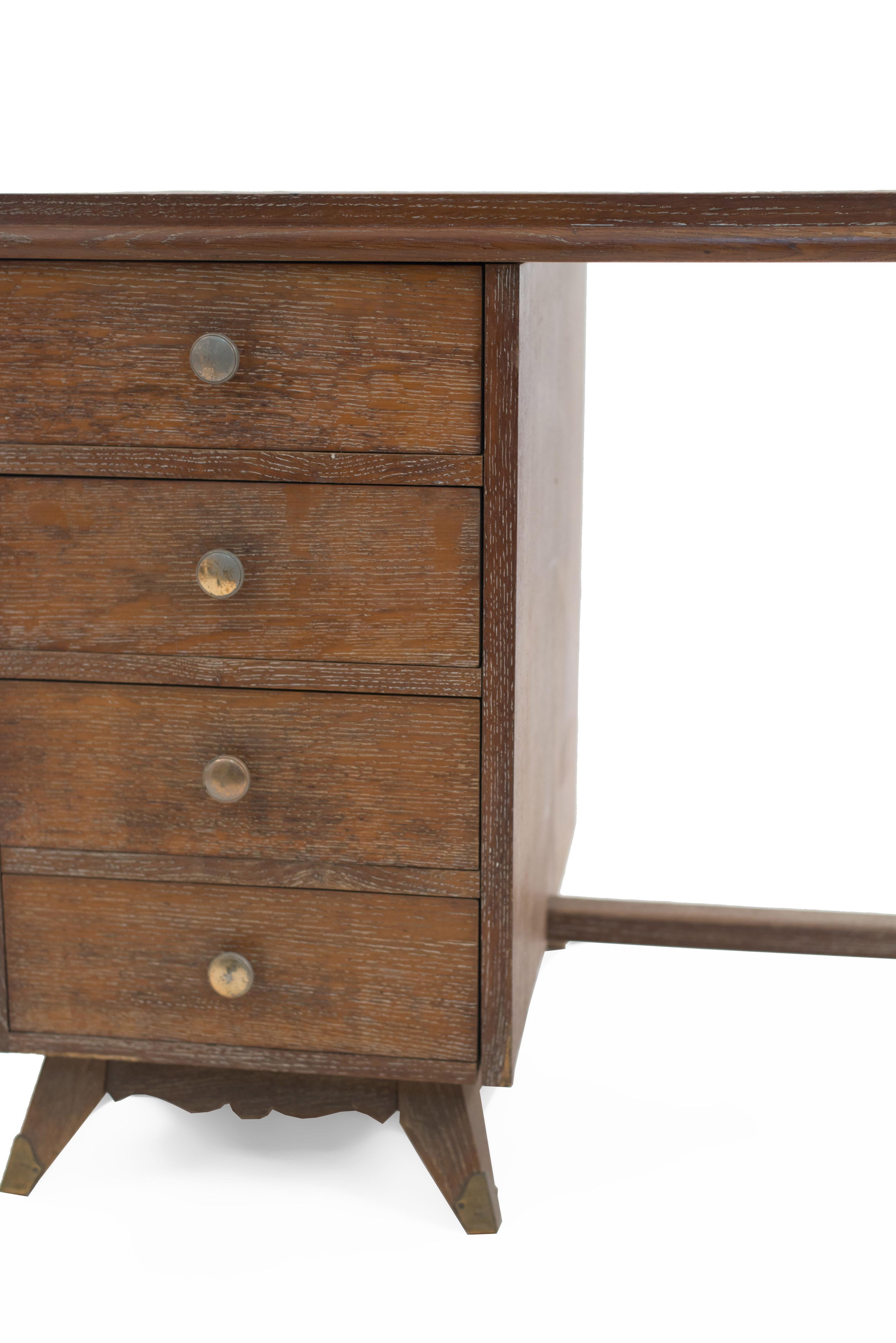 French Midcentury Cerused Oak Writing Desk 4