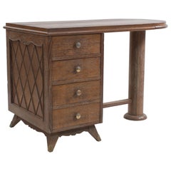 French Midcentury Cerused Oak Writing Desk