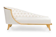 Französische Chaise Champaigne Satin Tufted Mid-Century