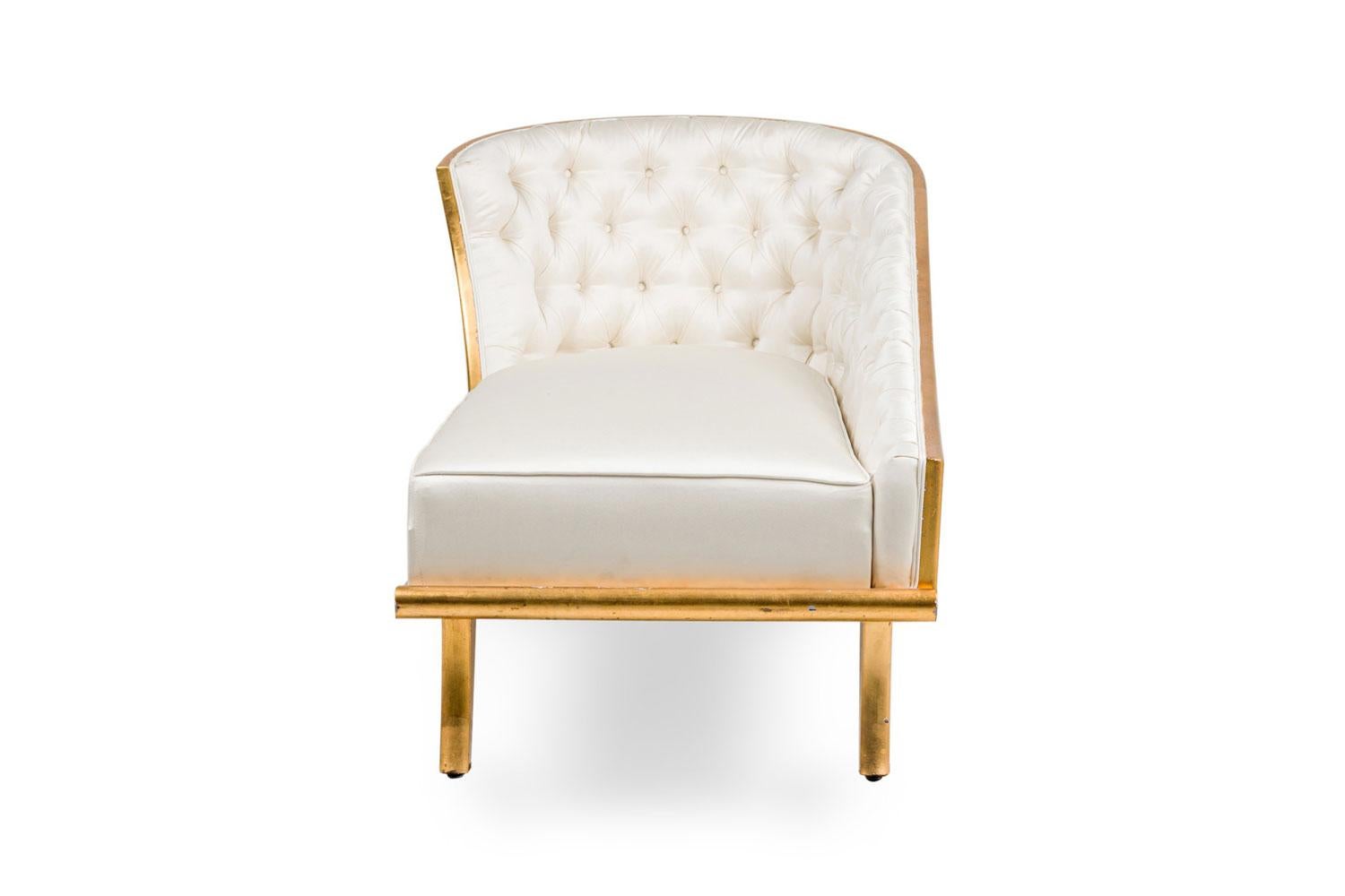 Art déco Chaise Champaigne en satin touffeté du milieu du siècle dernier en vente