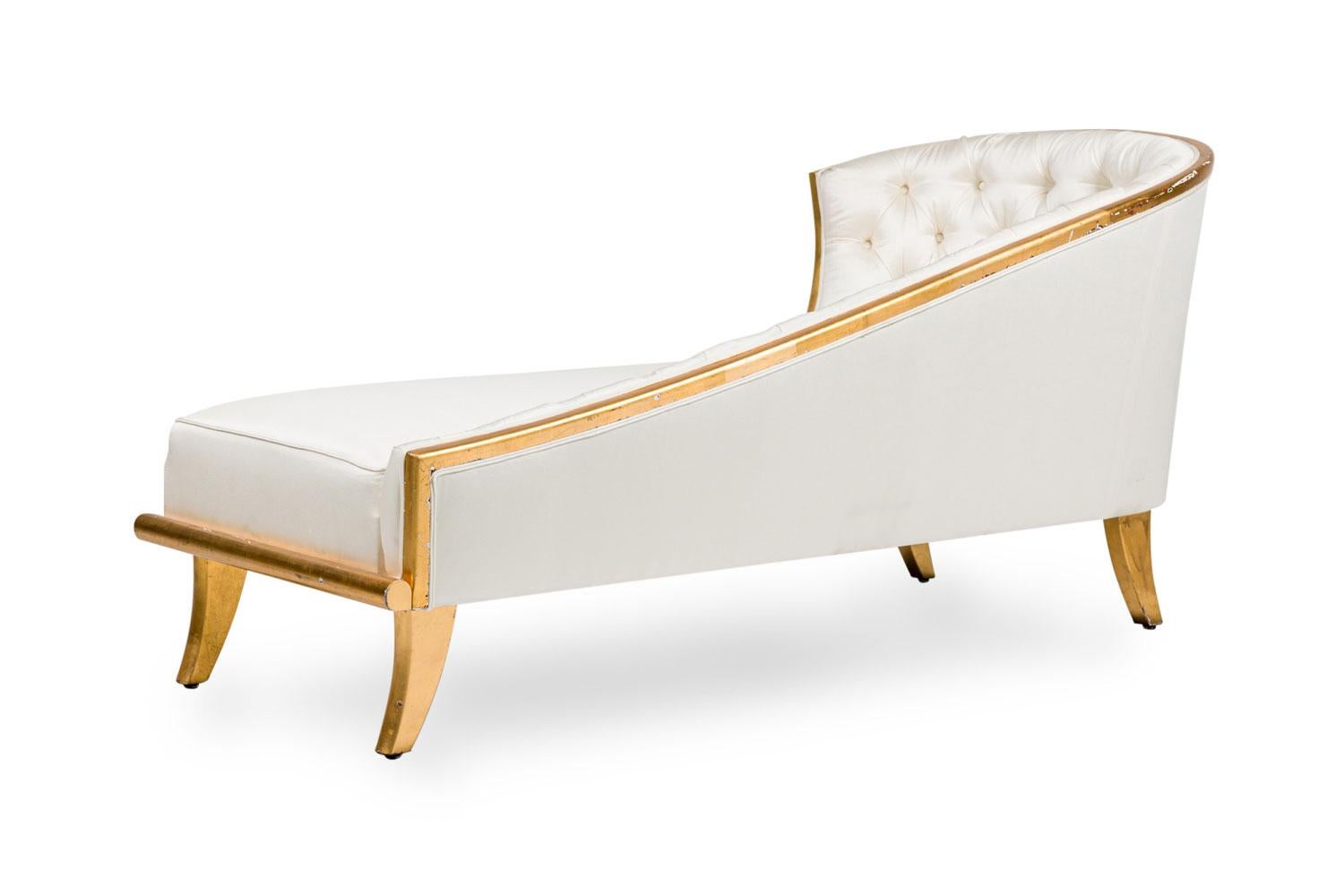 Français Chaise Champaigne en satin touffeté du milieu du siècle dernier en vente