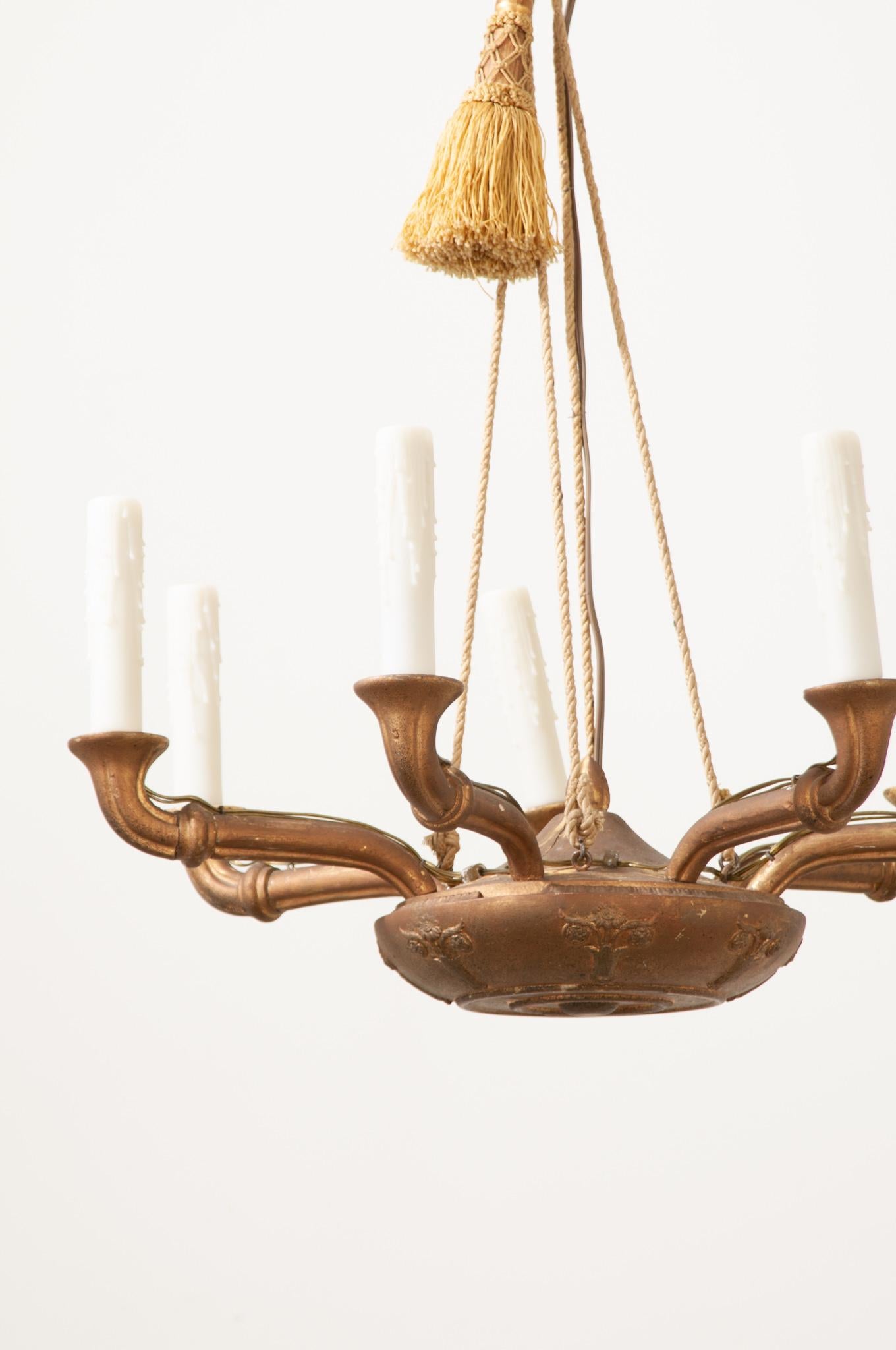 Patinated French Midcentury Chandelier